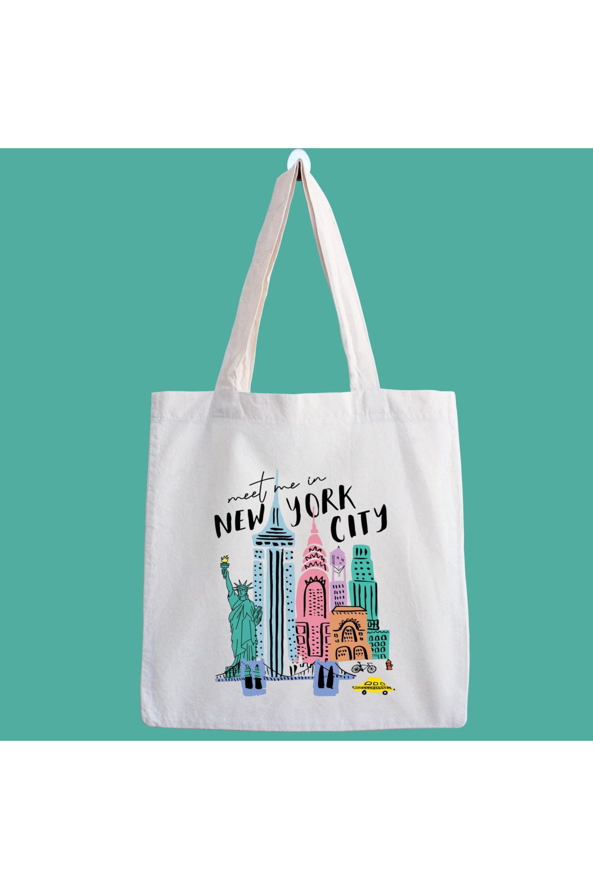 designedfy New York City Su Geçirmez Baskılı Bez Çanta