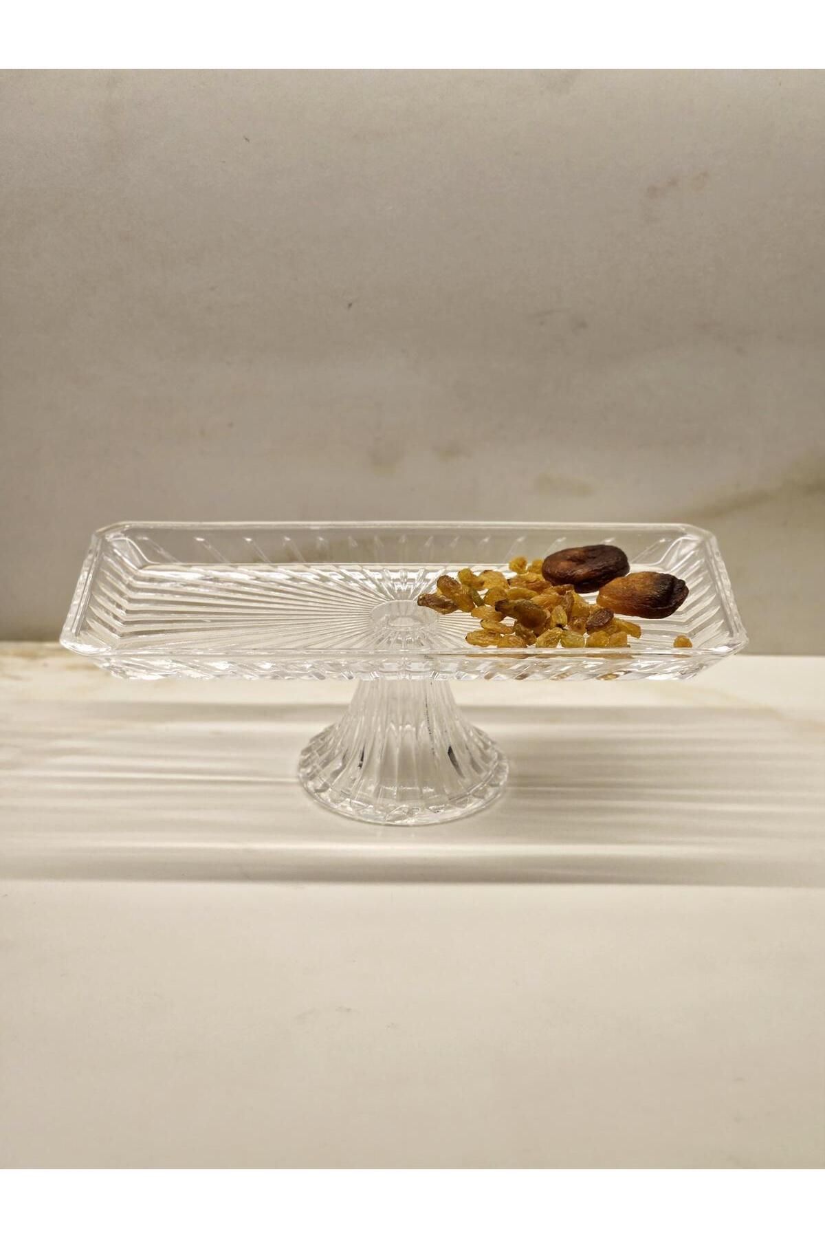 Ornamenti Light Dikdörtgen Cam Ayaklı Kek ve Pasta Standı, Sunumluk