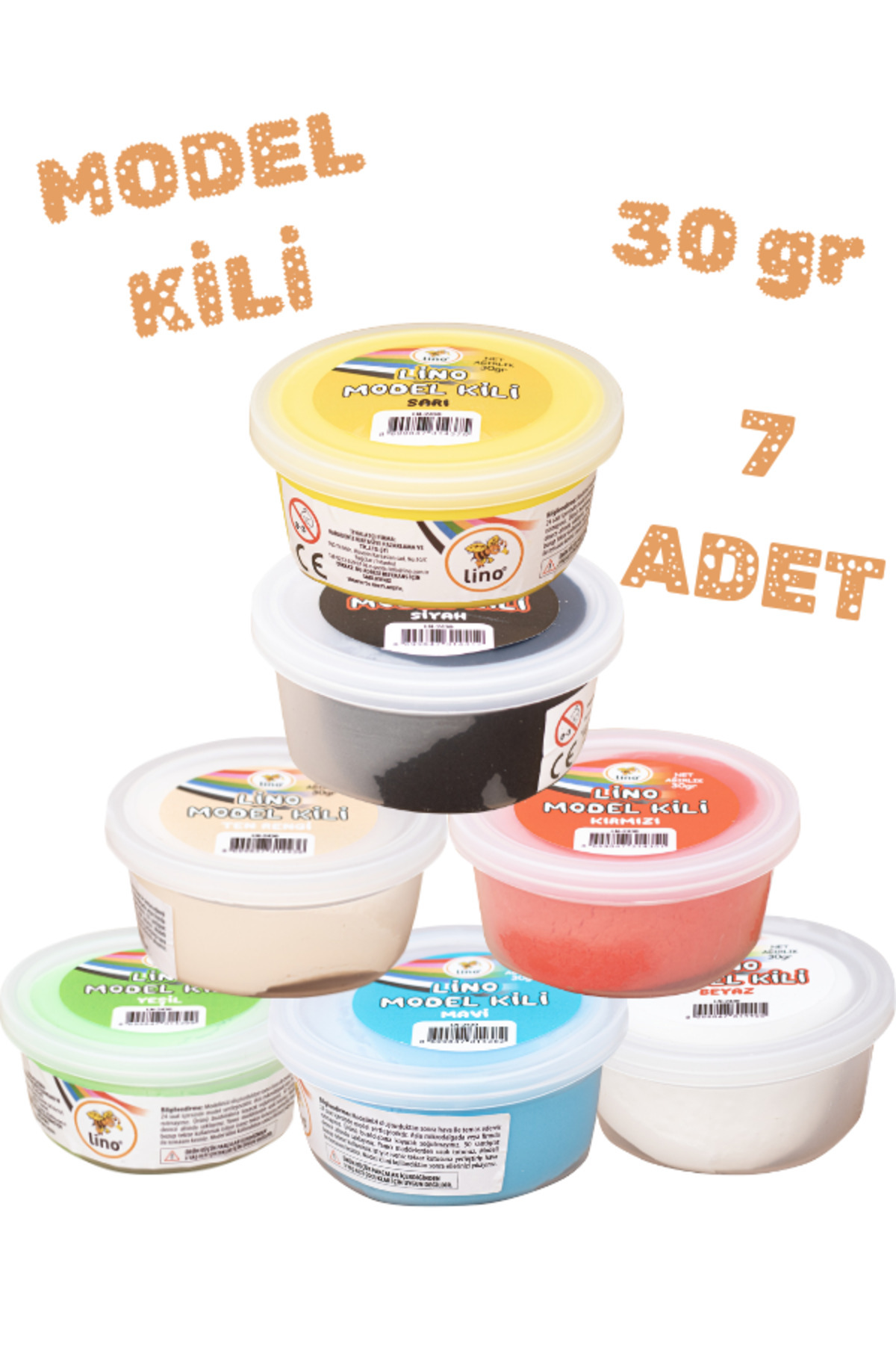 Lino MODEL KİLİ OYUN HAMURU PROJE HAMURU DOĞAL İÇERİK YUMUŞAK DOKULU 7 RENK KARIŞIK (HAVA İLE KURUYAN)