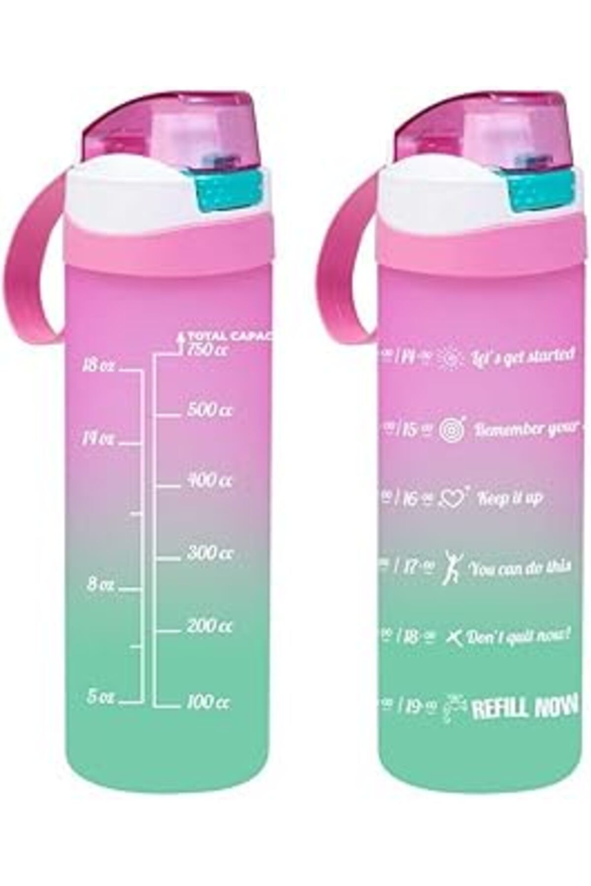 Mu Art Ahşap Herevin 161670-161 Su Şişesi - Motivasyon Su Matarası - Plastik Renkli Suluk Pembe 750cc