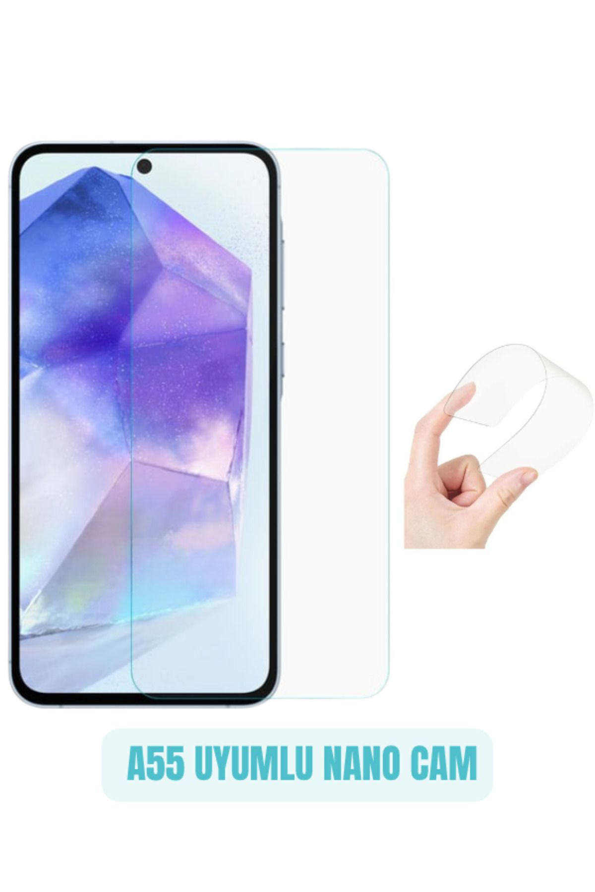 EVAX (ESNEK NANO CAM) Samsung Galaxy A55 Uyumlu İnce Darbe Korumalı Esnek Nano Ekran Koruyucu