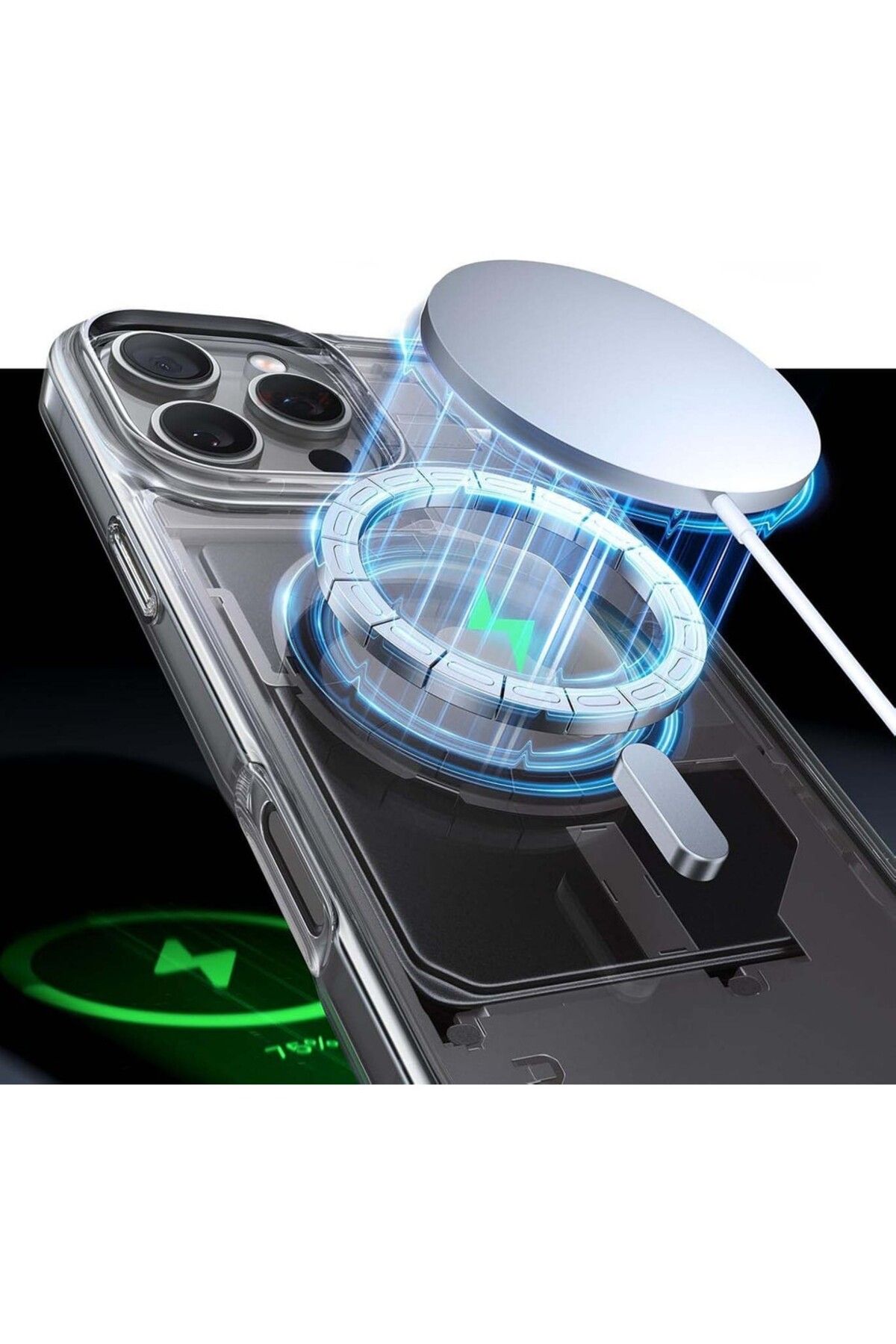 EİMA Apple iPhone 16 Pro Max Uyumlu Magsafe Manyetik Kablosuz Şarj Destekli Sert Silikon Şeffaf Kapak