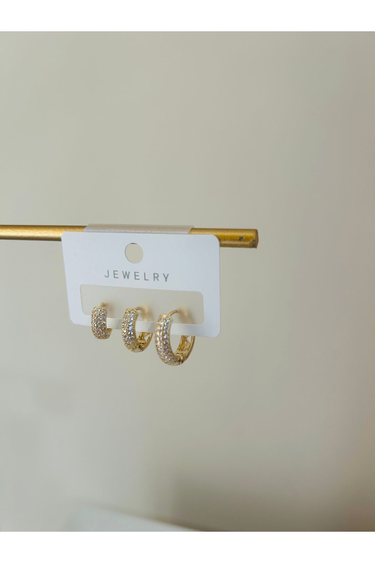 JEWELRY Gold Zirkon Taşlı Halka Küpe