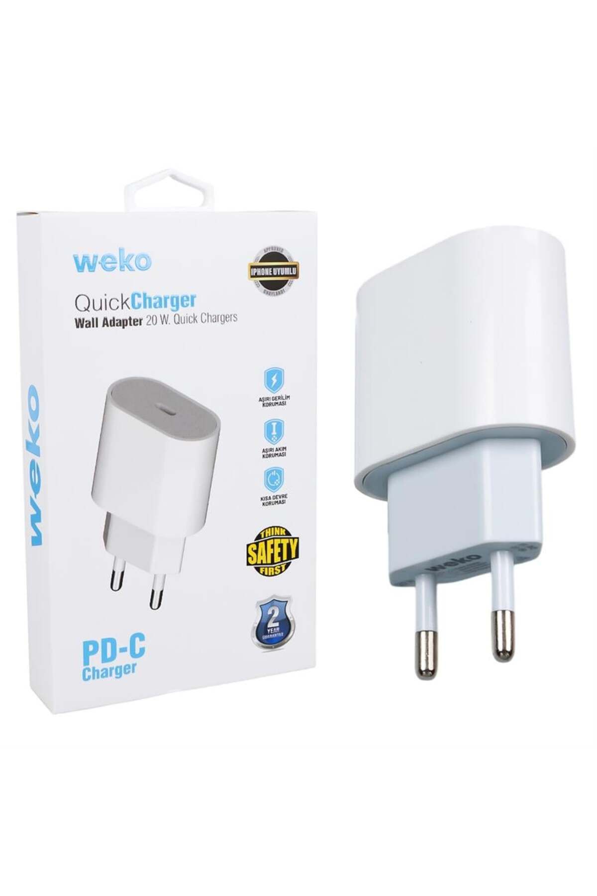WEKO Wk-26524 Beyaz Pd 20 Watt Iphone Type-C Hızlı Şarj Başlığı