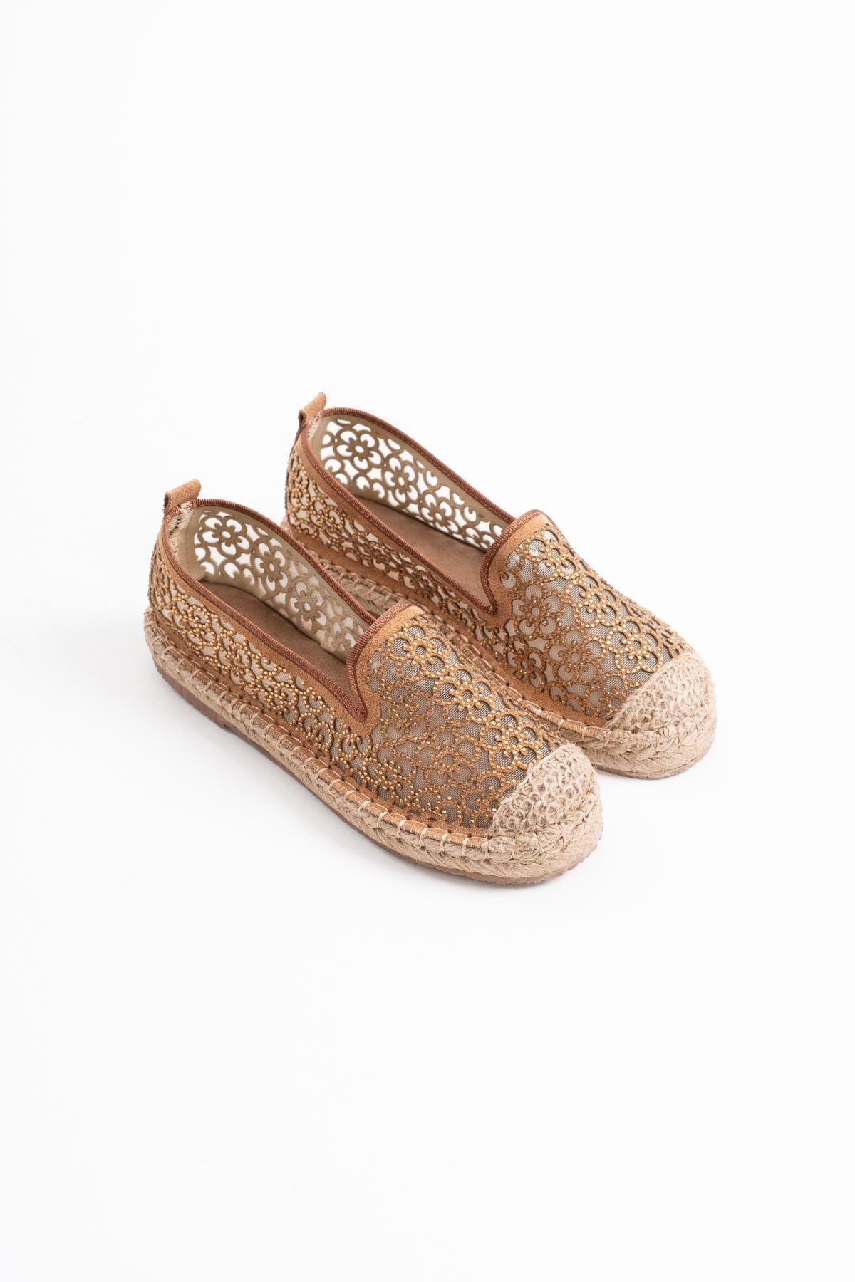 Zerenyus Dune Premium Kadın Taba Espadril Ayakkabı