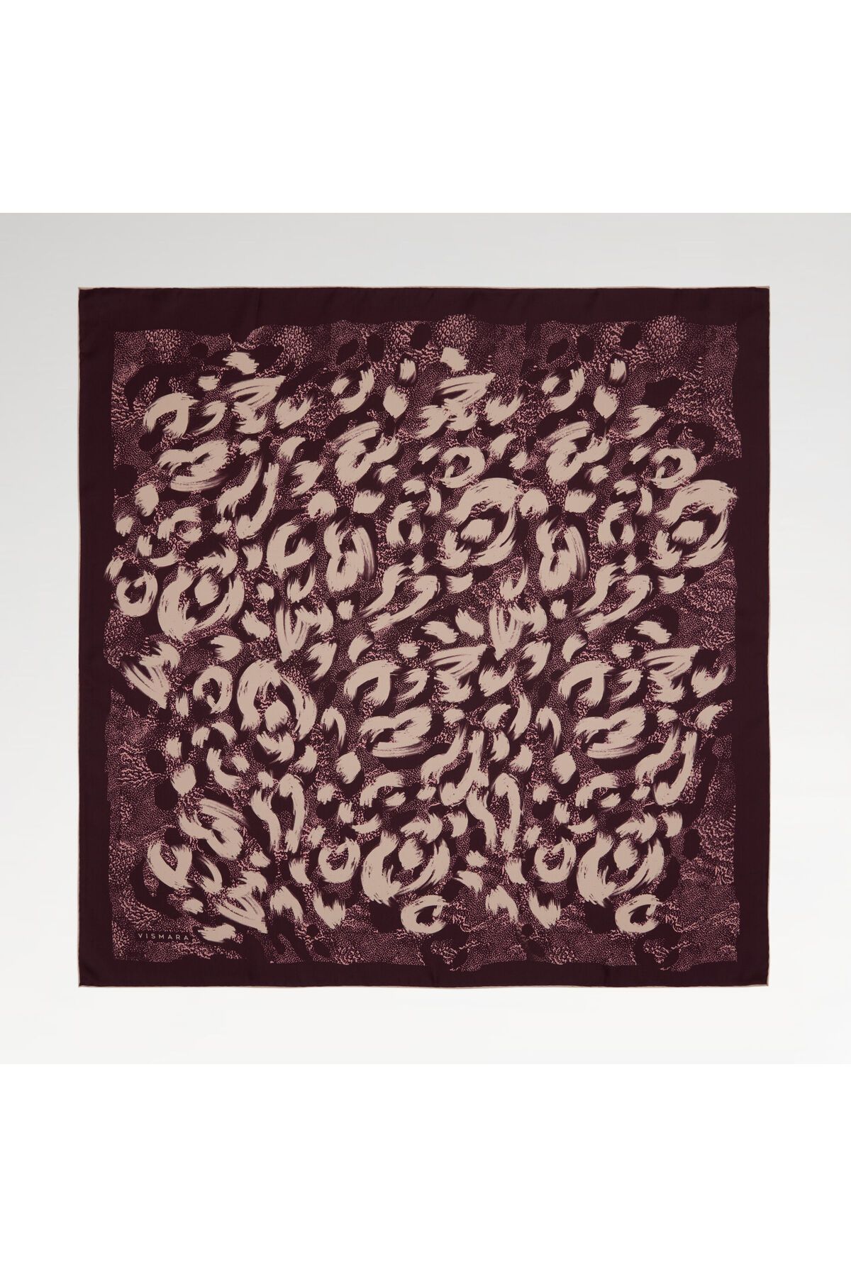 Vismara Mürdüm Leopar Desenli Twill İpek Eşarp