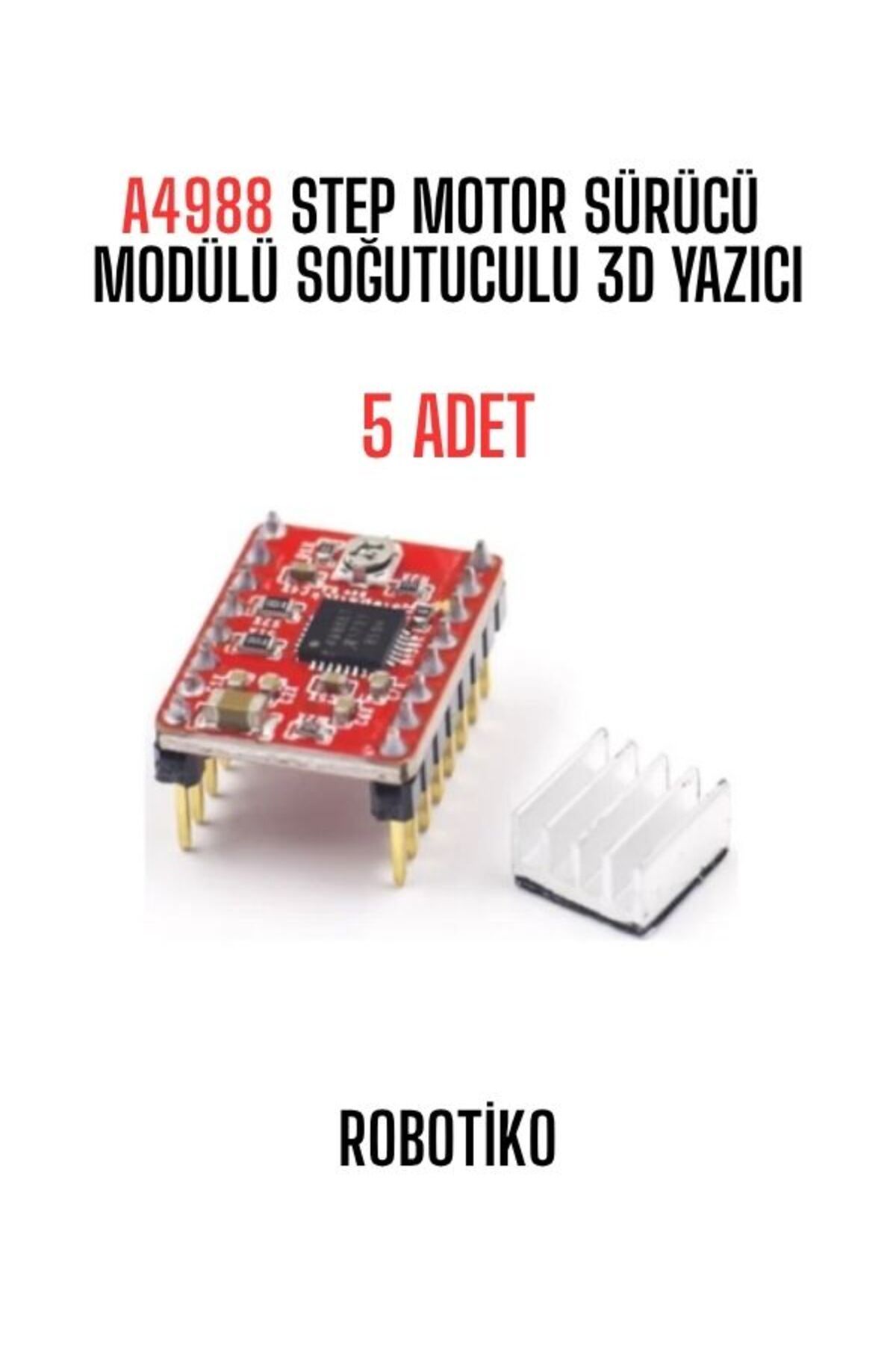 OEM A4988 Step Motor Sürücü Modülü Soğutuculu 3D Yazıcı 5 Adet
