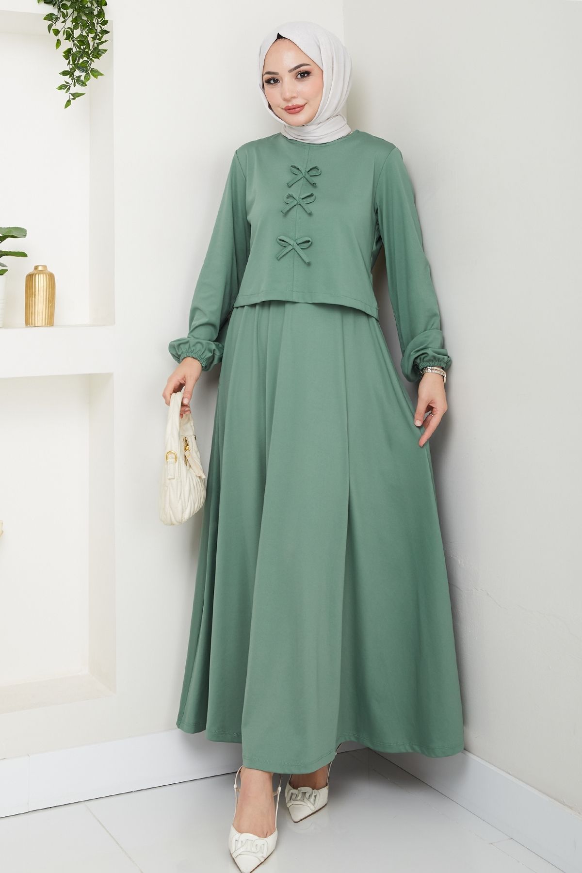 InStyle Etekli Fiyonk Detaylı Mint Yeşili Takım