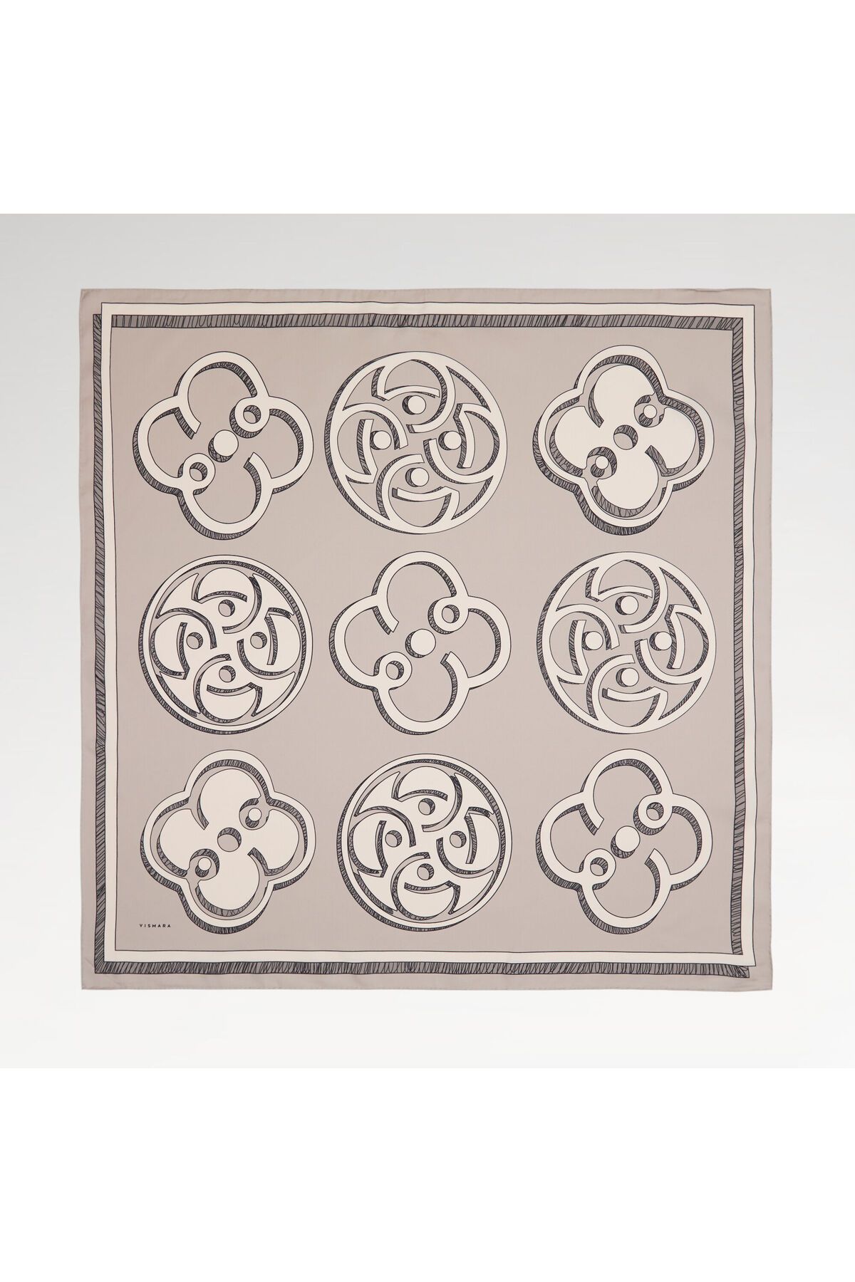 Vismara Taş Vismara Monogram Desenli Twill İpek Eşarp