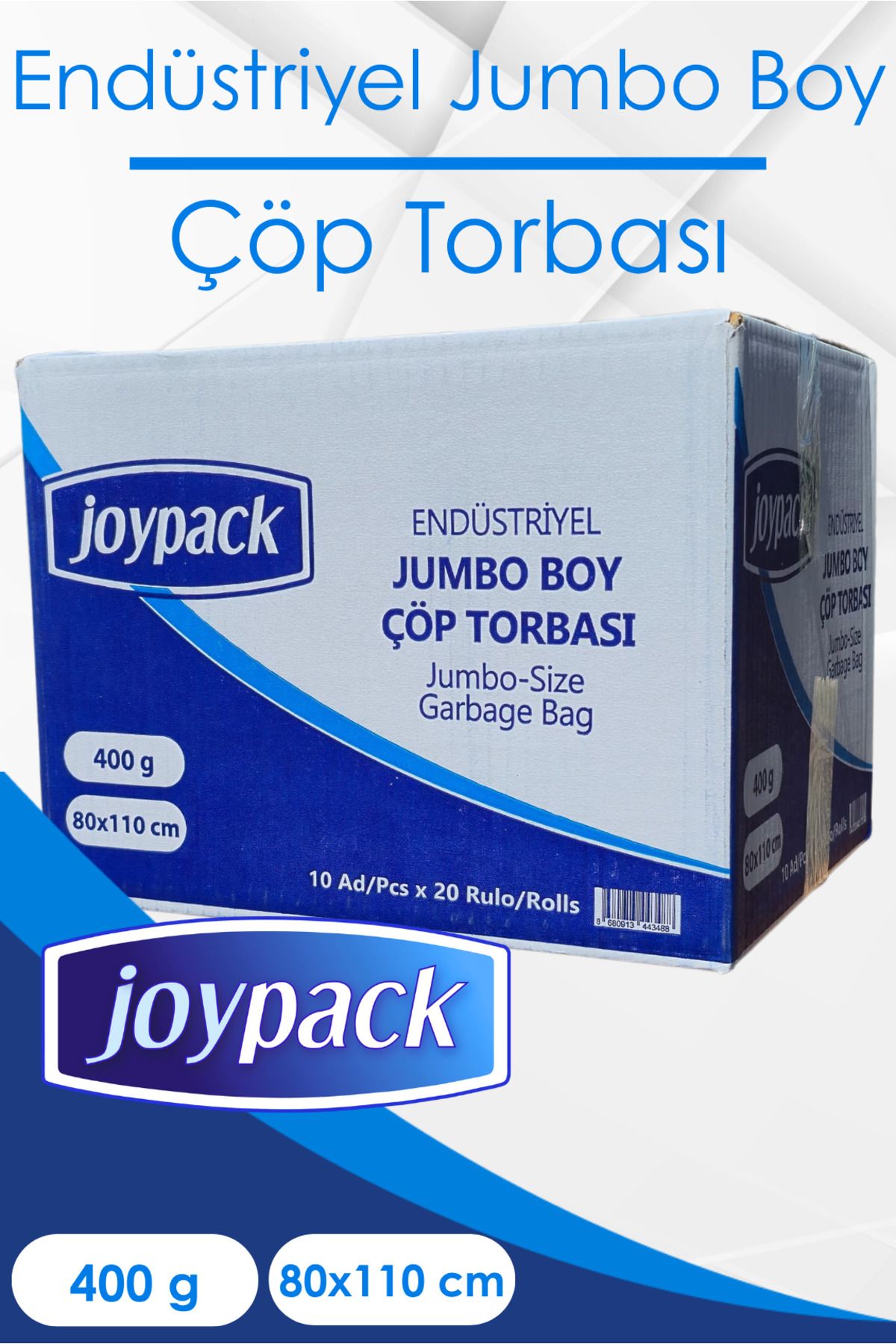 Joypack Endüstriyel Jumbo Çöp Torbası 10'lu - 400gr 80x110 cm 90 Lt