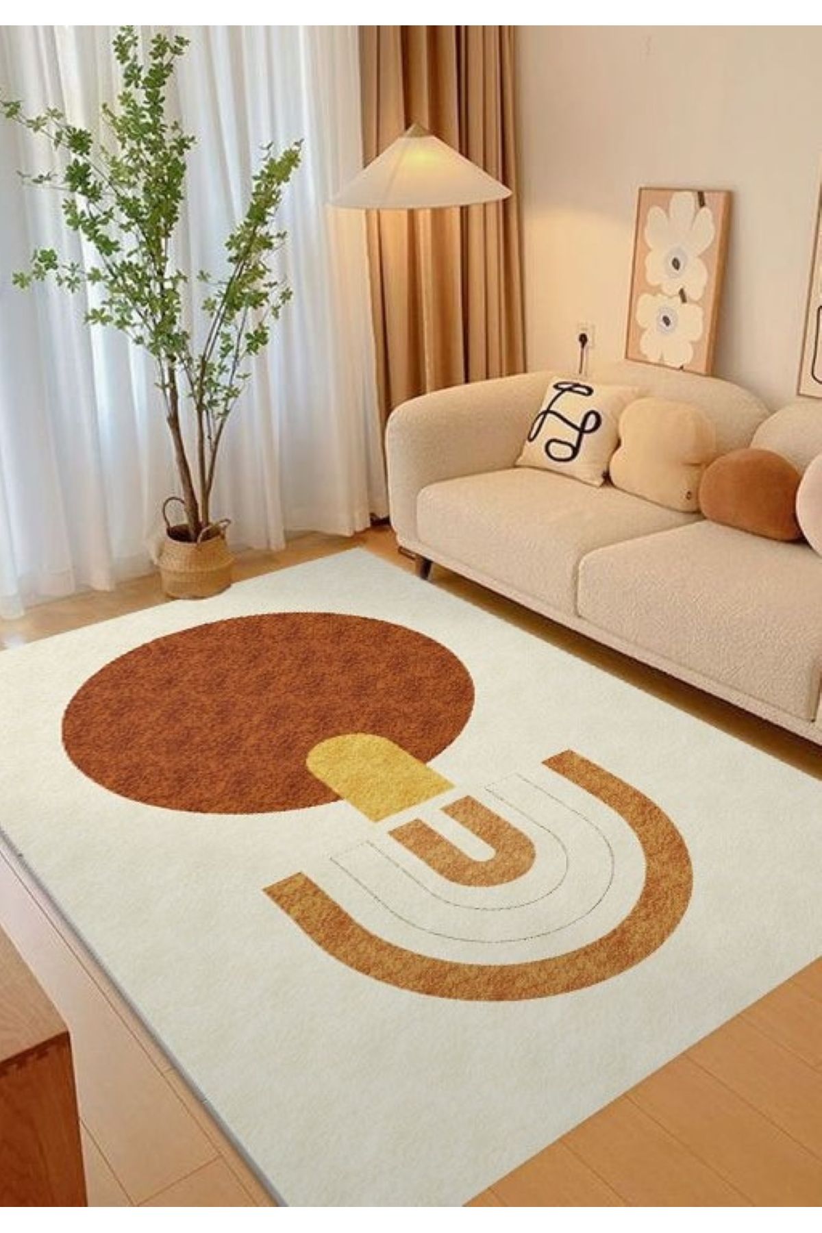 DERAS HOME Dijital Baskı Yıkanabilir Kaymaz Taban Salon Halısı Ve Yolluk