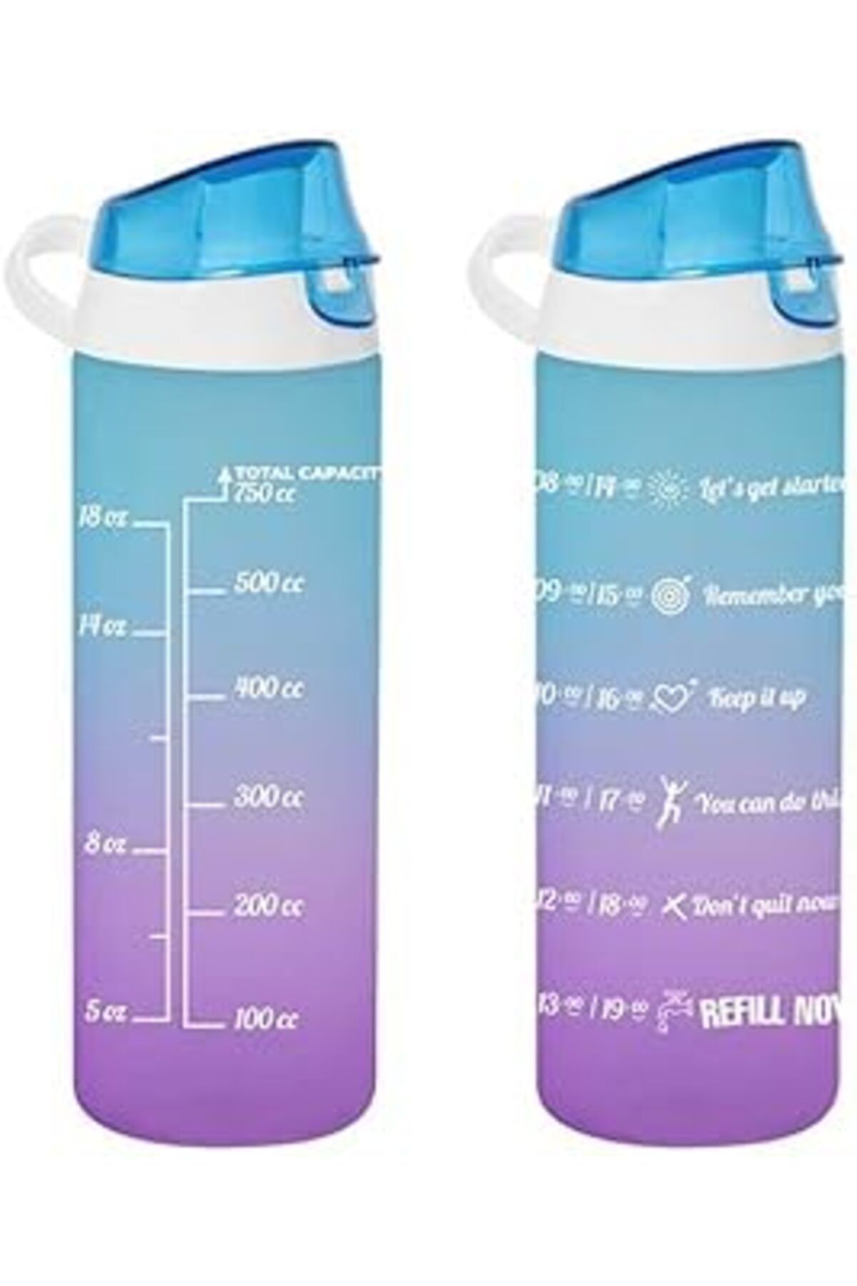 Mu Art Ahşap Herevin 161506-160 Su Şişesi - Motivasyon Su Matarası - Plastik Renkli Suluk Mavi 750Cc