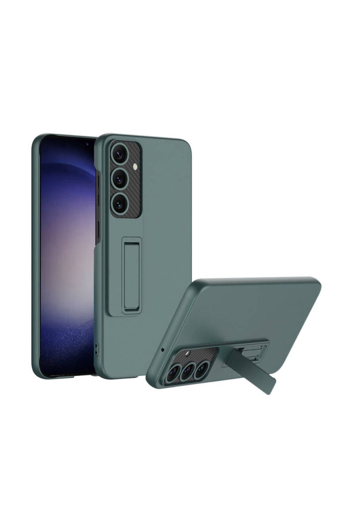 Microcase Samsung Galaxy S25 Plus ile uyumlu Standlı Sert Plastik Mat Kılıf - AL3566