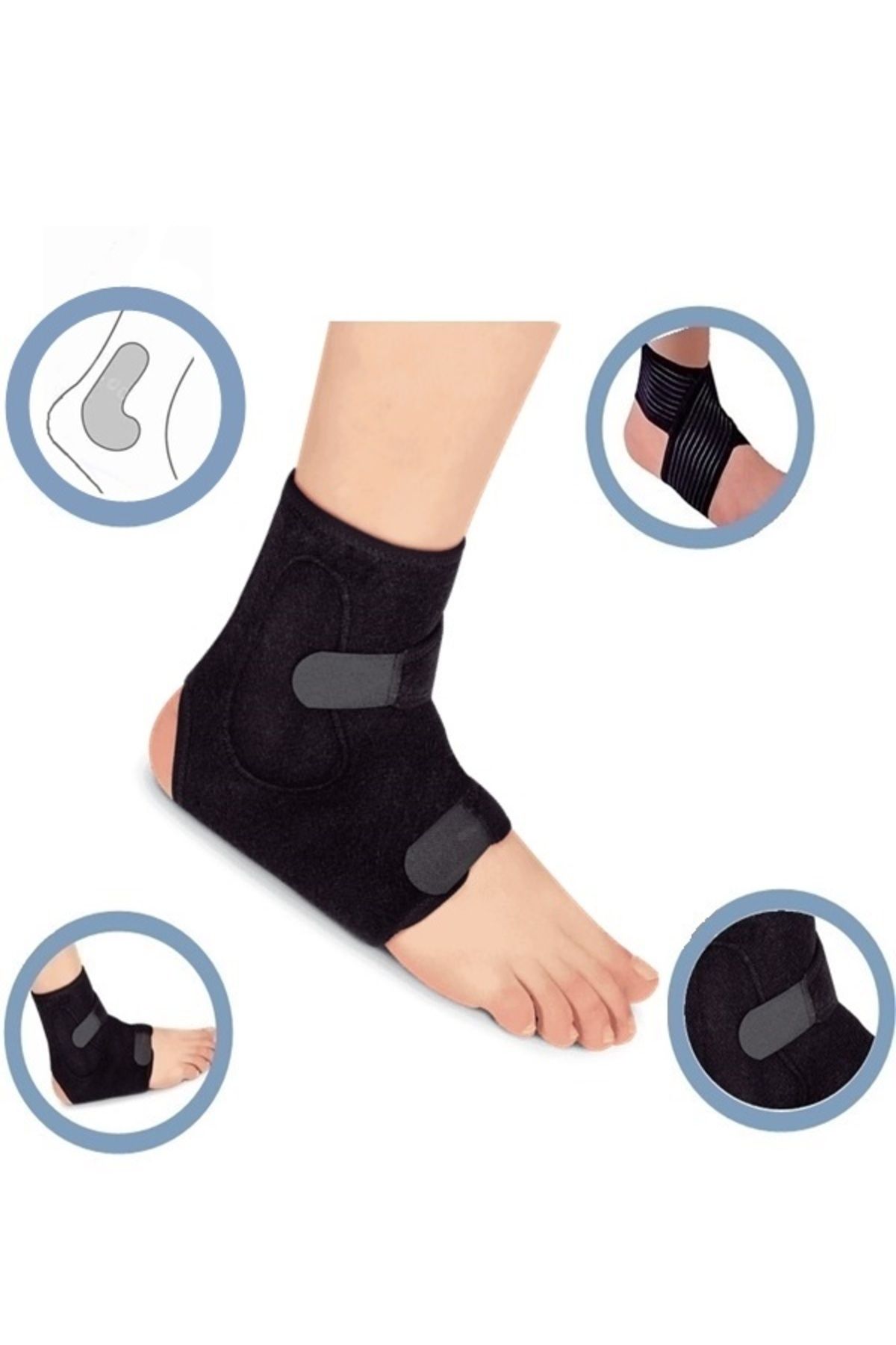 ARWEX Ayak Bilekliği 8 Bandajlı Malleol Destekli Cırtlı Sağ Ve Sol Kullanılabilir Spor Ayak Bilekliği