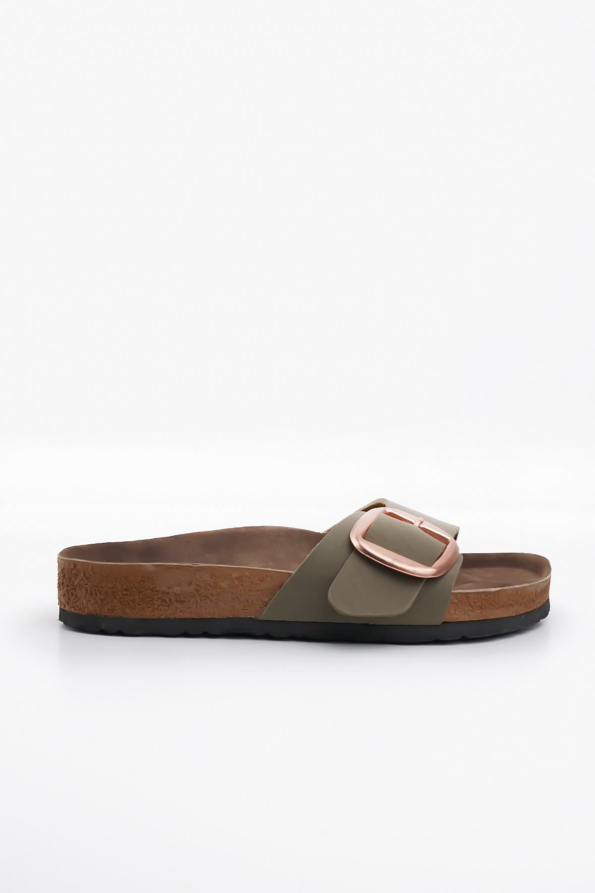 Blyss-Women's Slippers Khaki Nubuck Leather Skin Summer Single Buckle Adjustable Stylish Daily Slippers 2