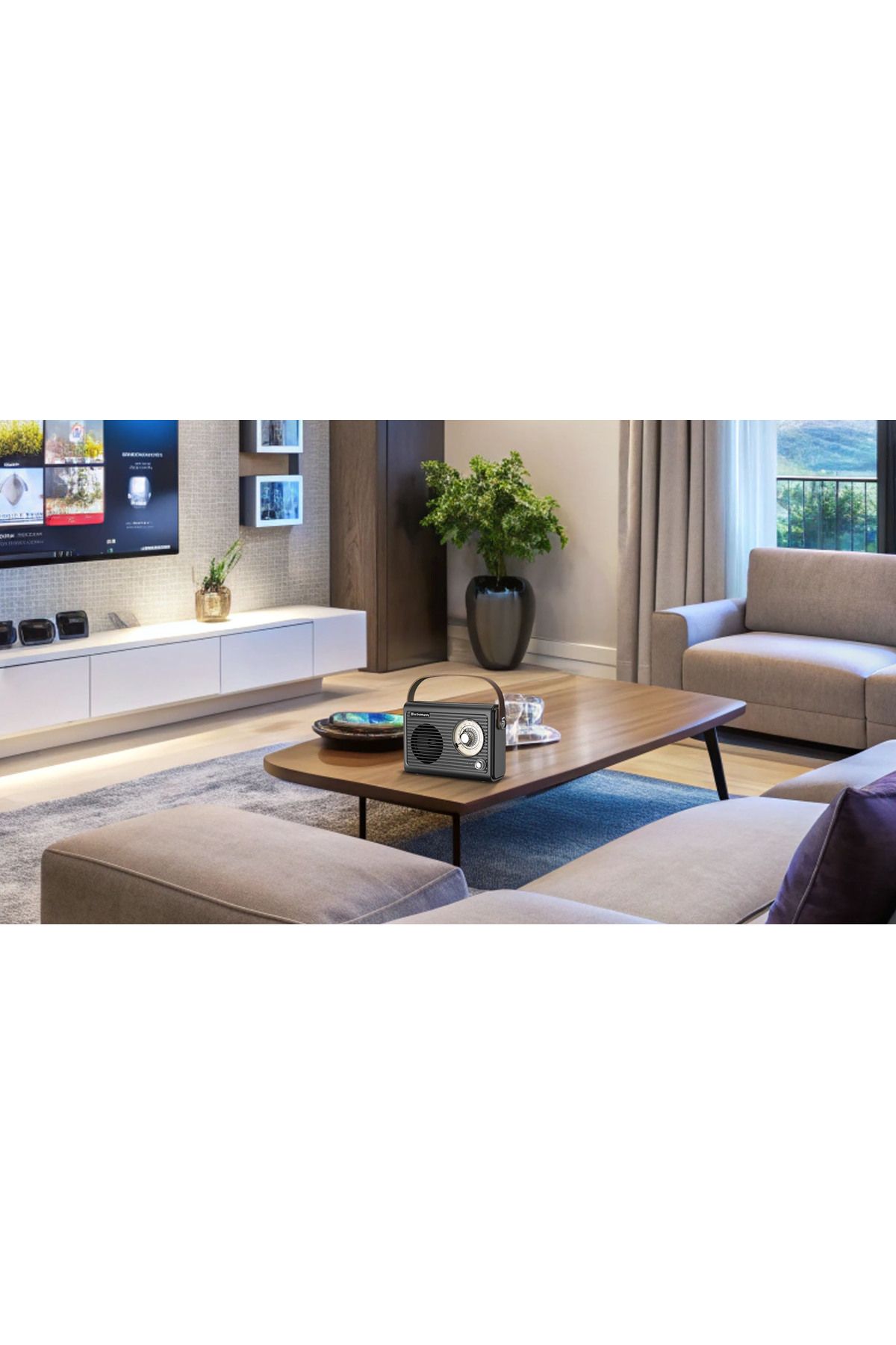 Electromures-Retro radio with Bluetooth speaker Electromures EM 1005, 5V,1500 mAh, Autonomy 6 h, Black 6