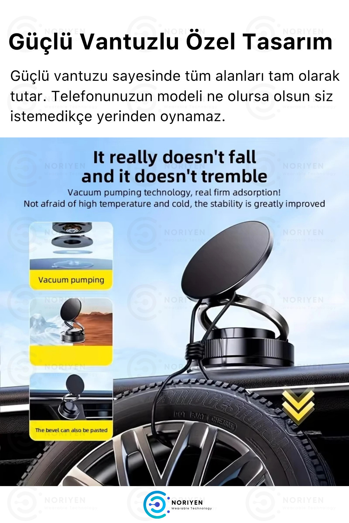 2025 Yeni Model 360 Derece Rotasyon Güçlü Manyetik Vakumlu Ayna Cam Konsol İçin Araba Telefon Tutucu