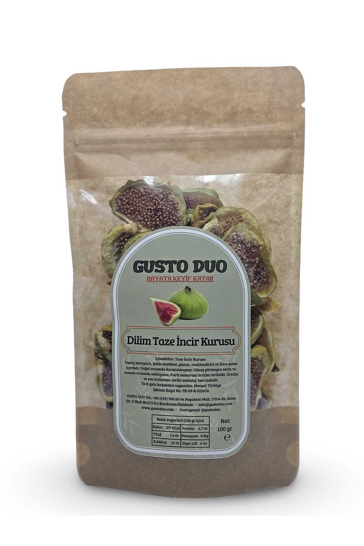 GustoDuo Taze Incir Kurusu (DİLİM) Yapay Koruyucu, Katkı Maddesi Ve Ilave Şeker Içermez 100 gr