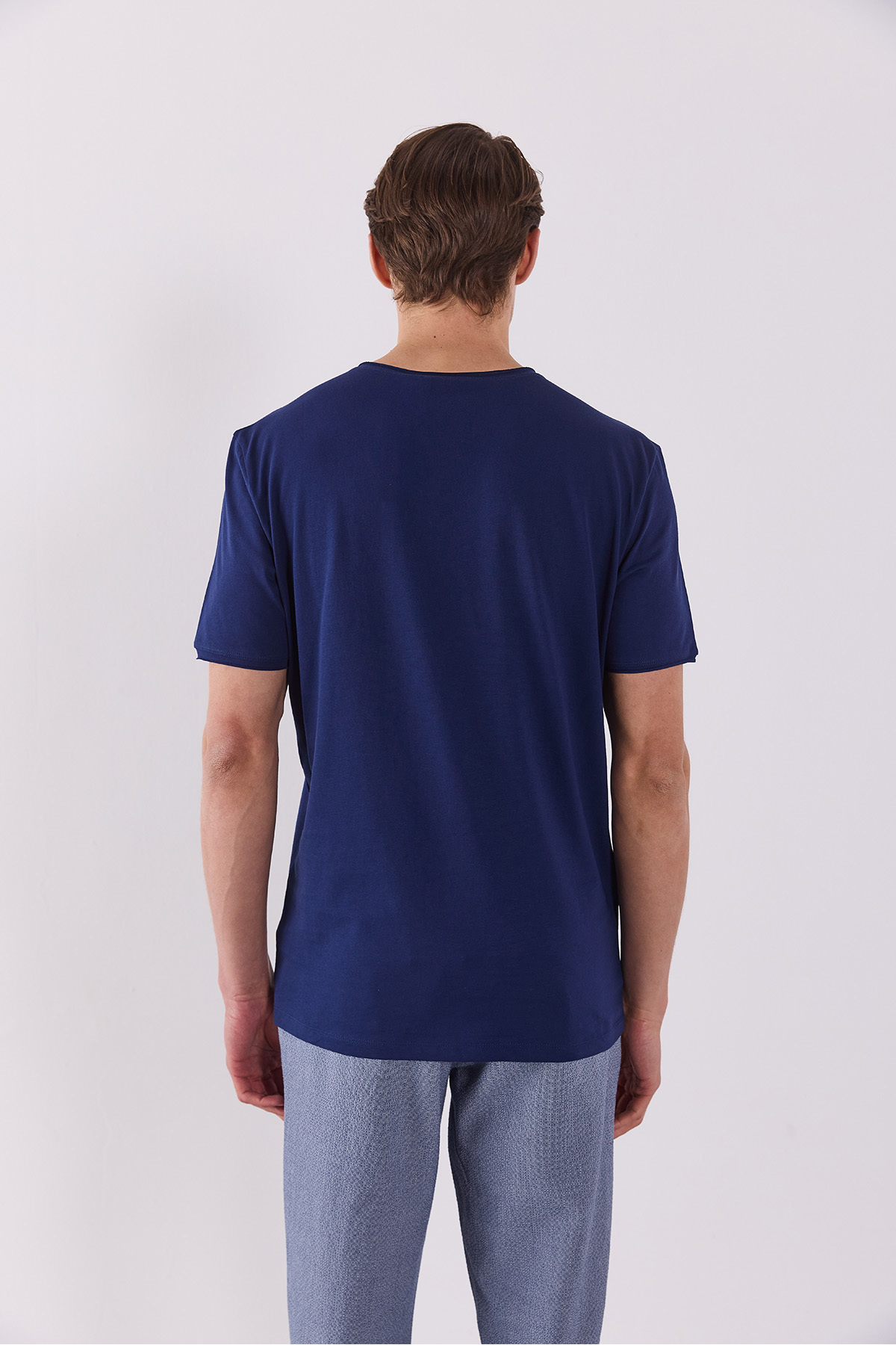 VENA-Simon Crew Neck Pocket Detailed Basic T-Shirt - Dark Blue 4
