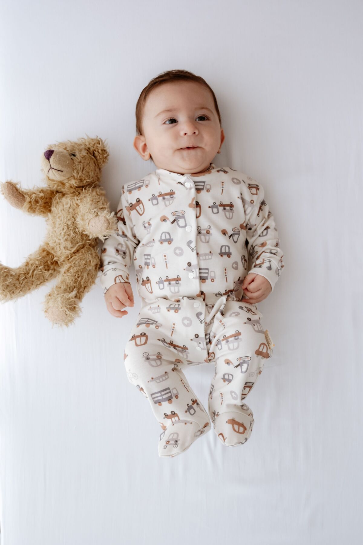 Luna Kids Collection %100 Organik Pamuk Bebek Tulumu - Arabalar
