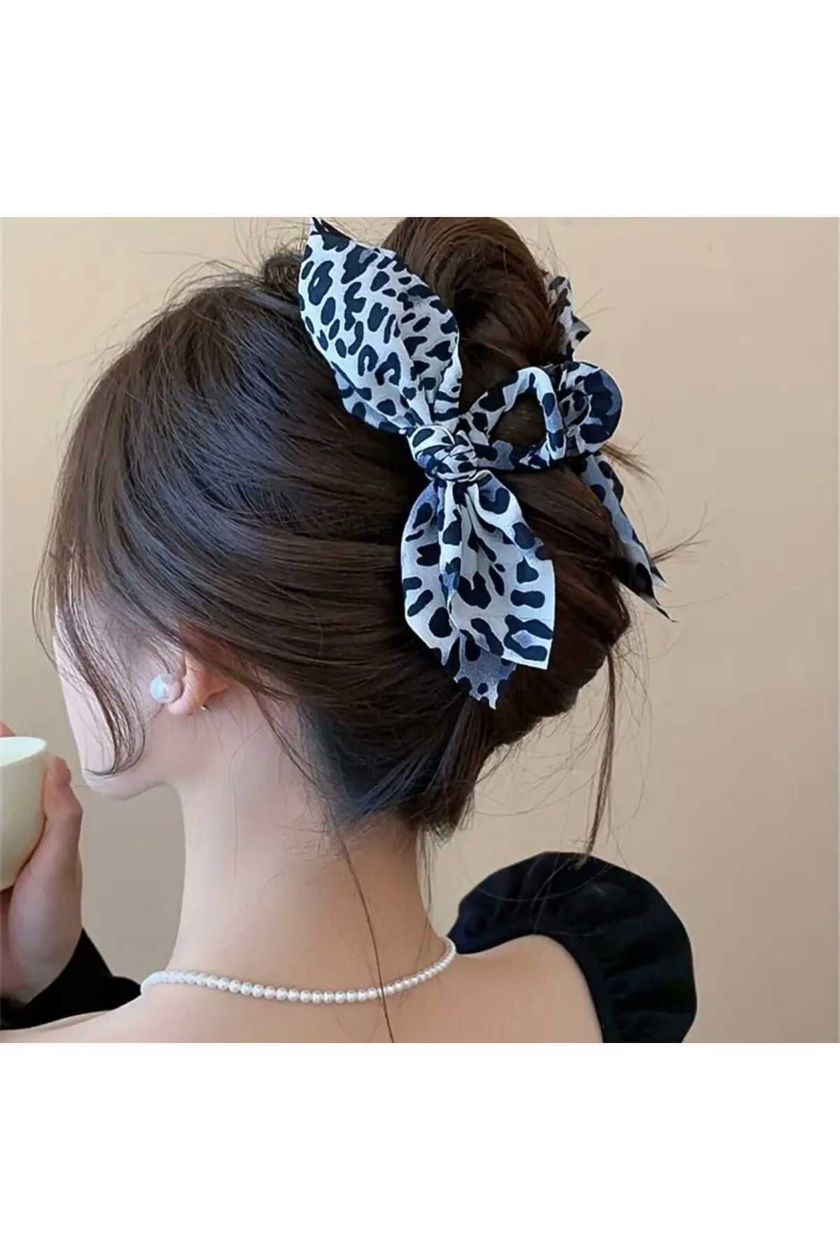 Bacoss SİYAH LEOPAR DESEN FİYONK TASARIM MANDAL TOKA (BC-1215)