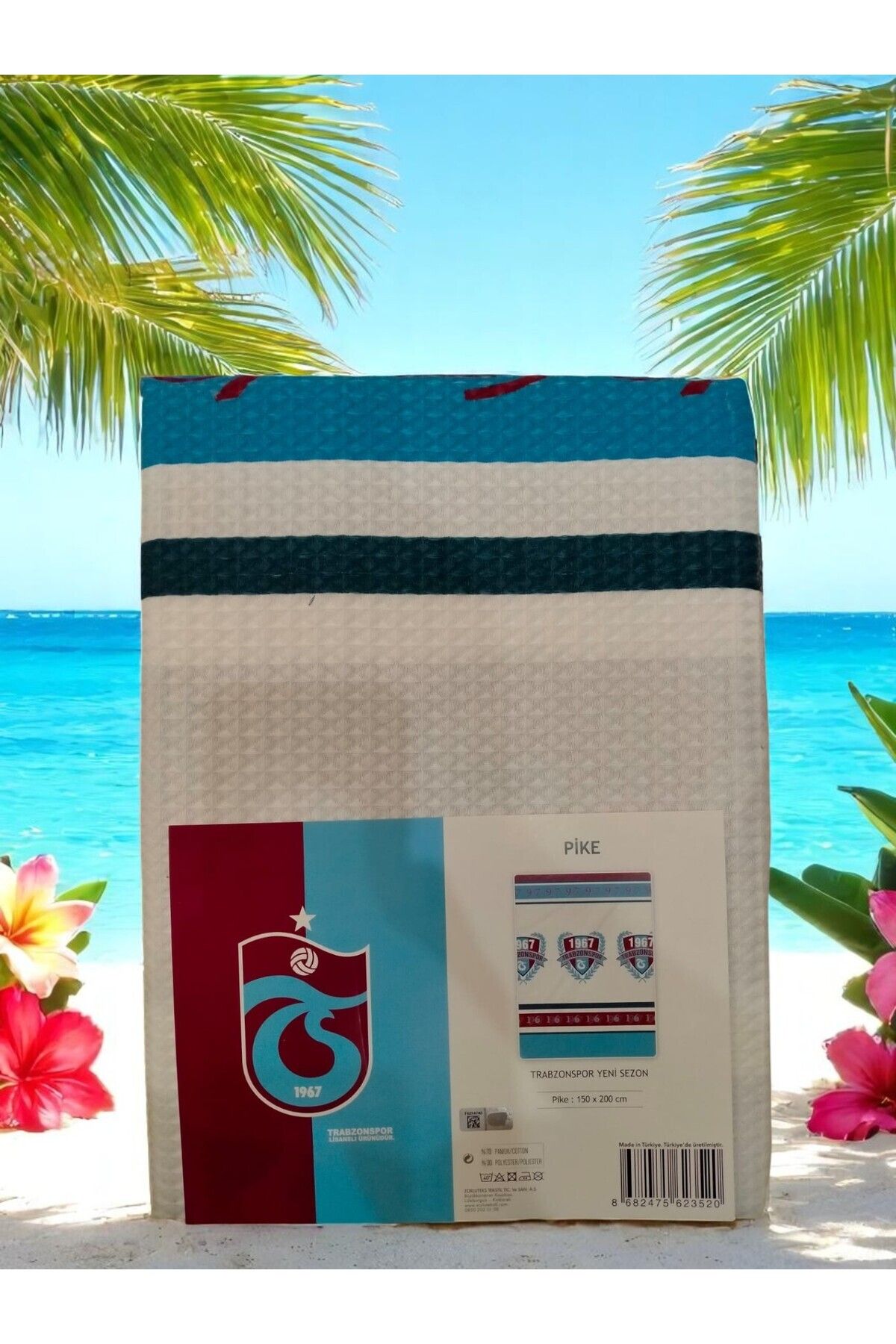 Trabzonspor Lisanslı Bandrollü Tek Kişilik Pike 150x200 cm 70% Pamuk 30% Polyester