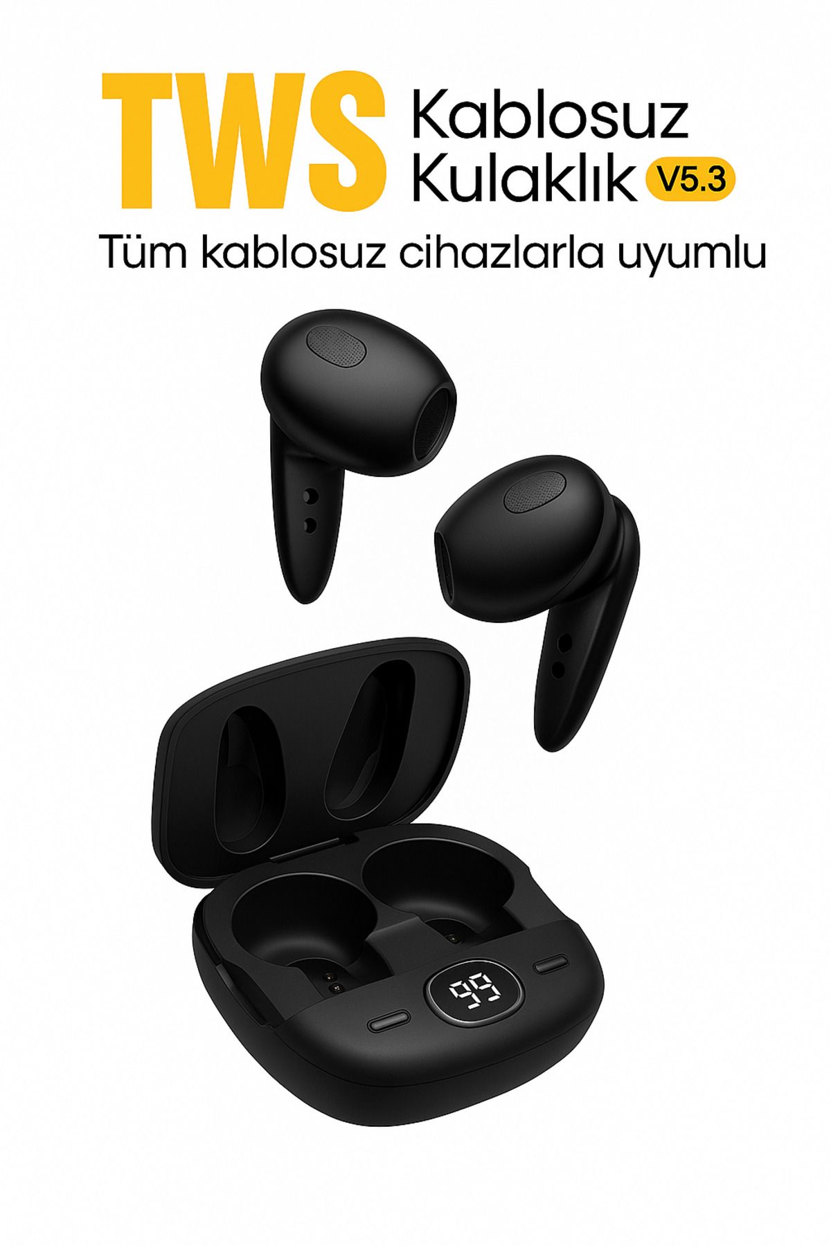 electroawm Pro 6plus Slikonsuz Kablosuz Bluetooth Kulaklık Siyah
