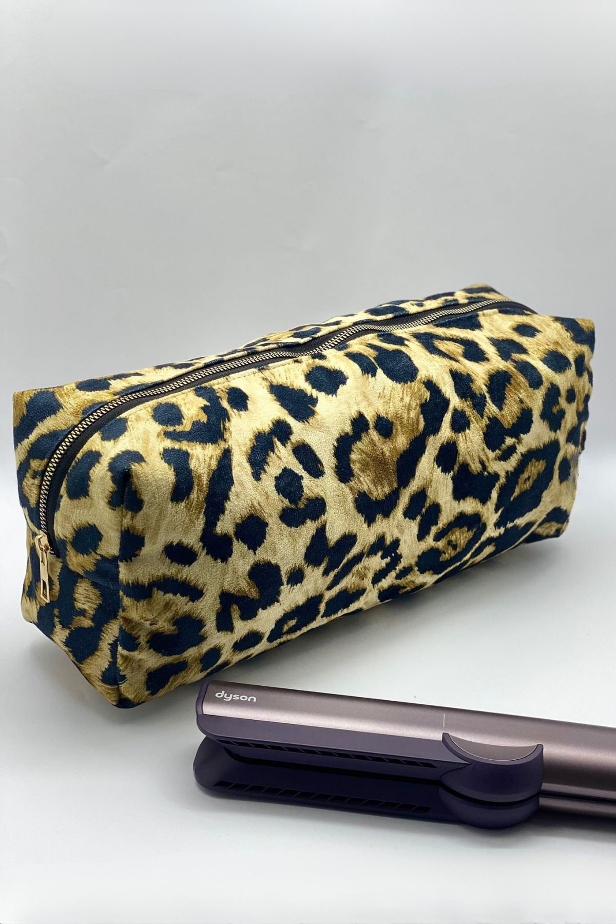 Bersia Leopar Desen Saç Düzleştirici Airwrap ve Tüm Saç Şekillendiriciniz için XL Boy Çanta Seyahat Çantası