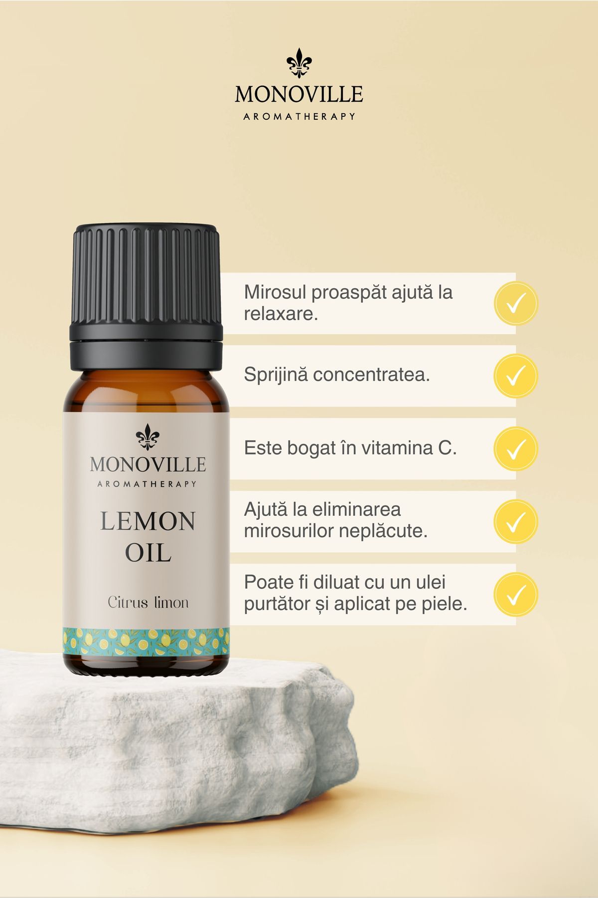 Monoville-Ulei de lămâie 10 ml, ulei de portocală 10 ml Set de 2 100% pur și natural (ulei de lămâie și portocală) 2x10 ml 2
