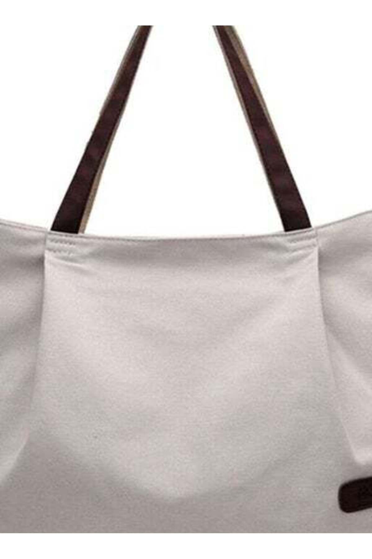 HALAMODO-Stitched Detailed Shopper/Tote White 3