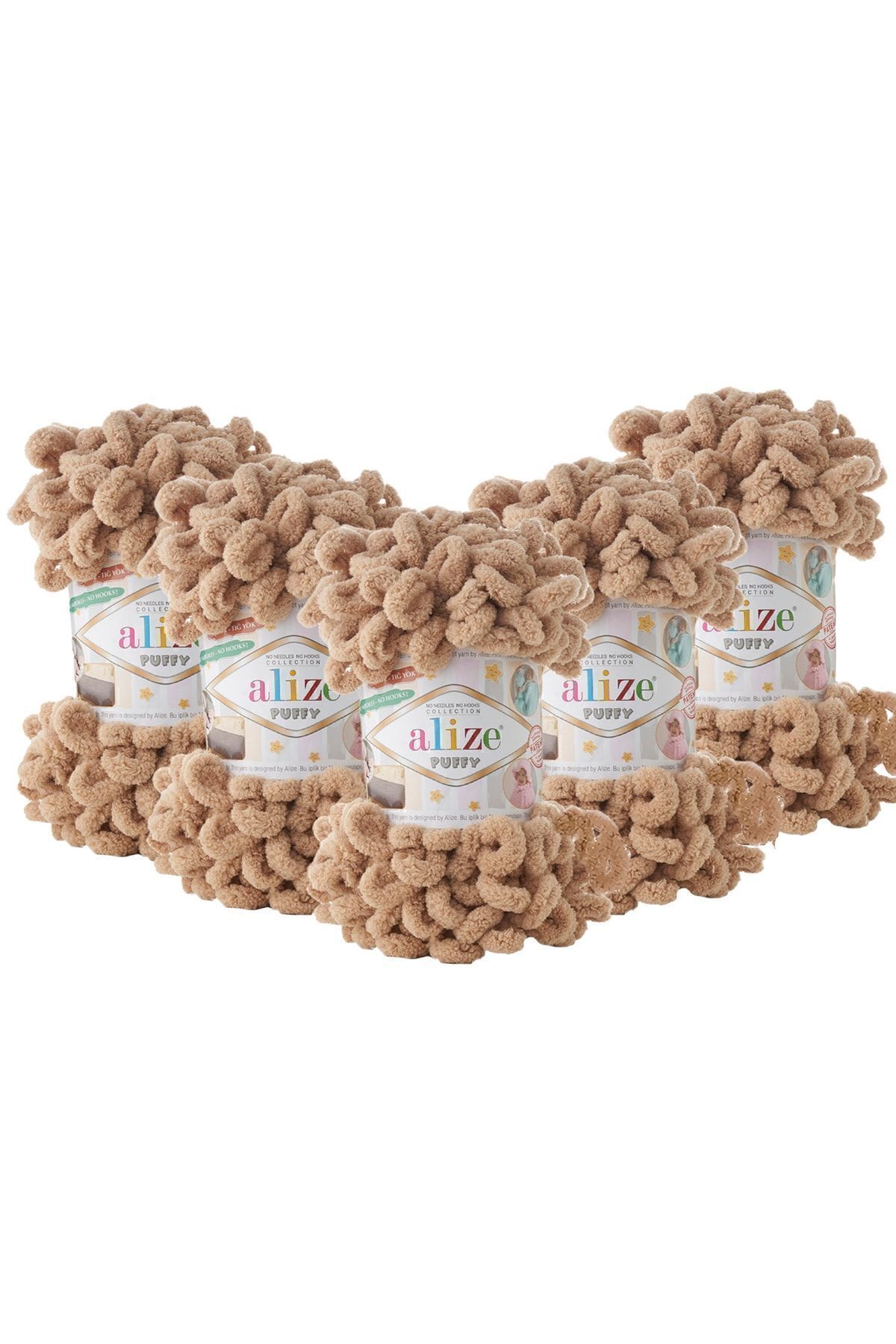 Alize El Örgü Ipliği 5'li Paket - 262 Orta Bej - 100 Gr. 9 Mt. Parmak Örgü Ipi