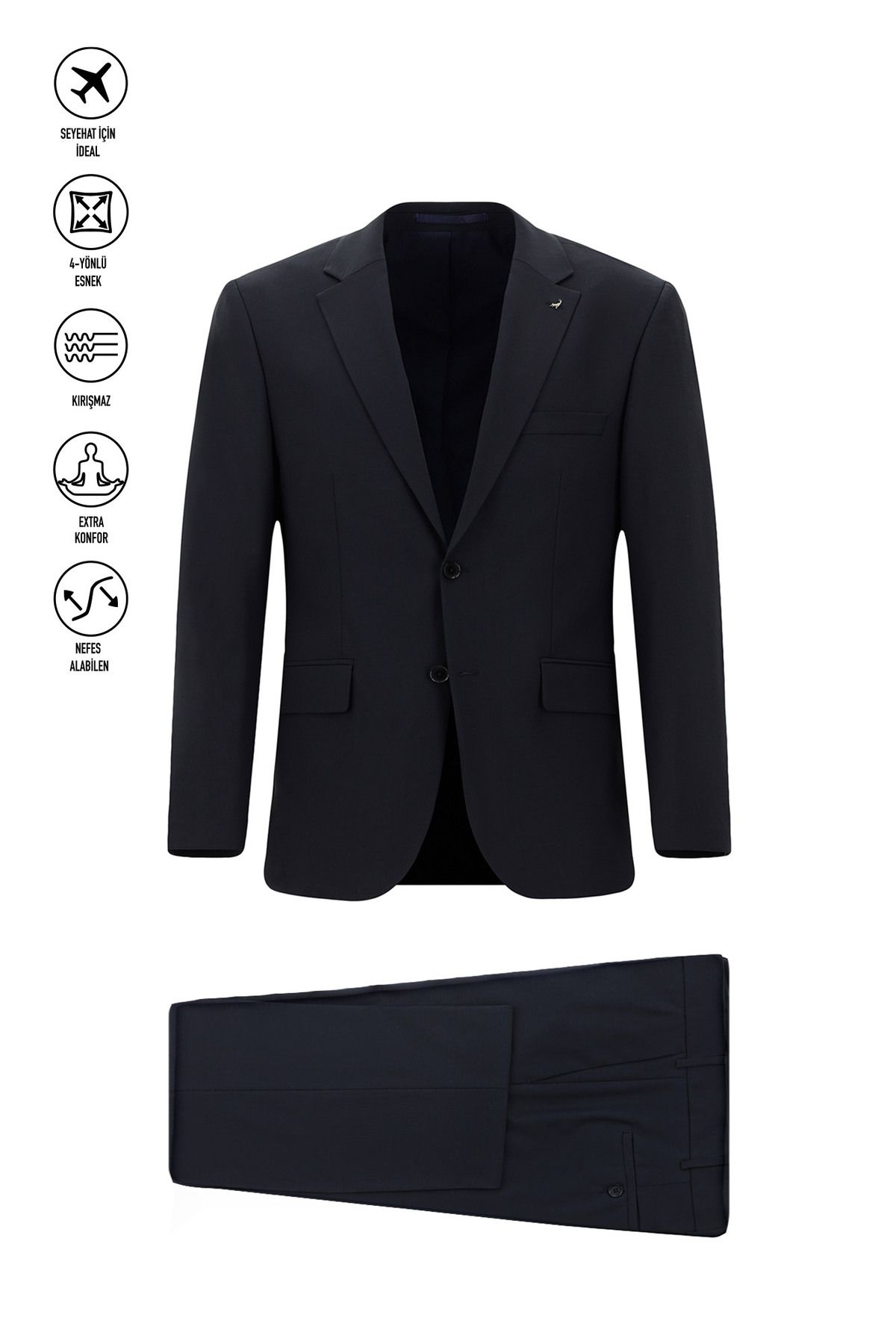 Kiğılı Çantalı Flex Suit Yünlü Klasik Takım Elbise