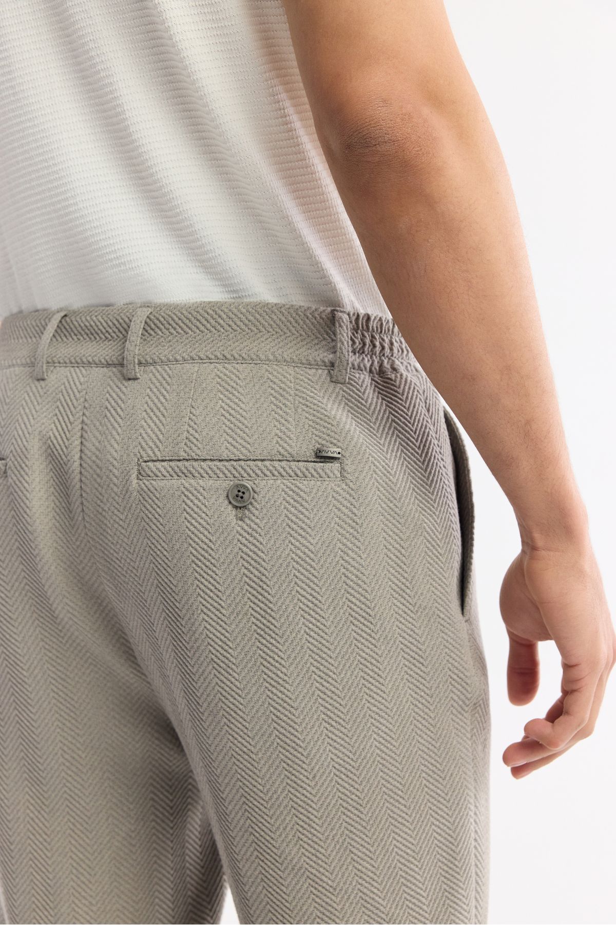 Avva-Ανδρικό γκρι Comfort Slim Fit παντελόνι με πλαϊνές τσέπες Bi Stretch Elastic Waist A51y3211 5