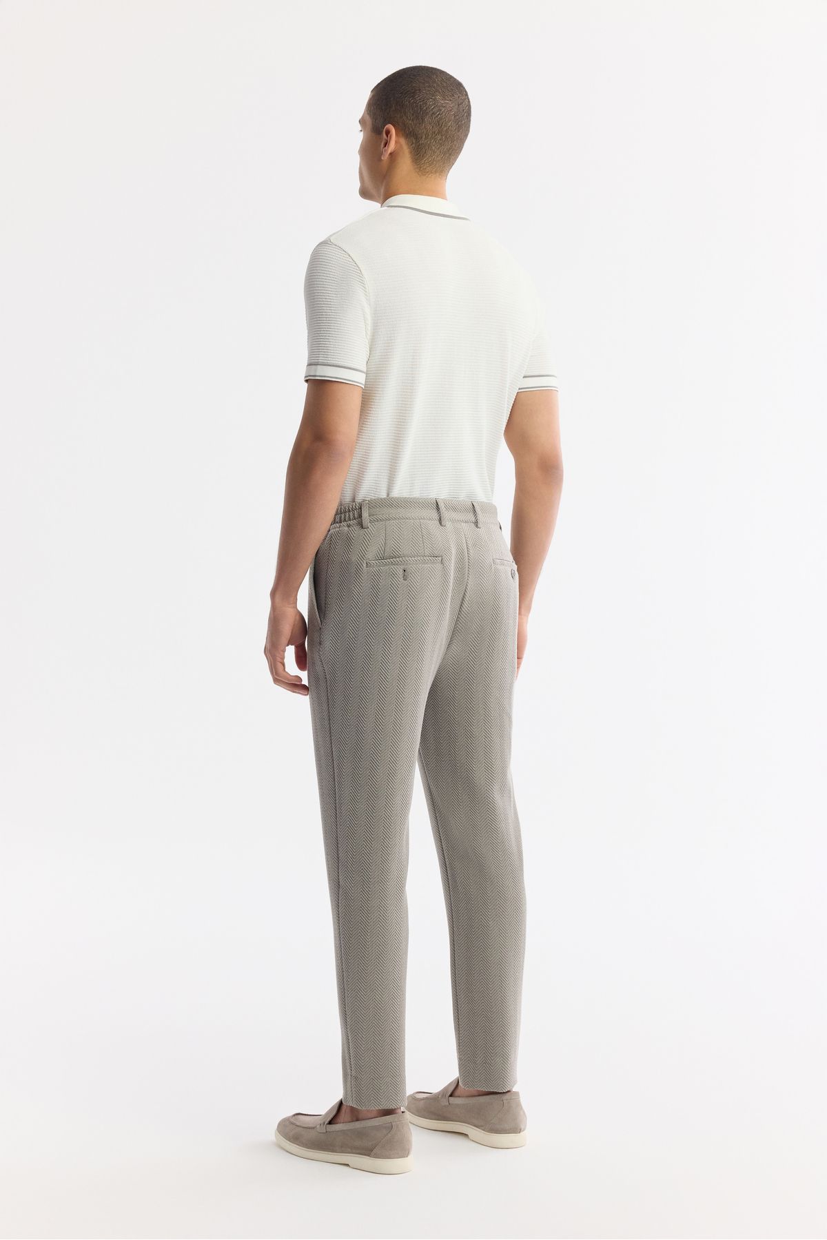 Avva-Ανδρικό γκρι Comfort Slim Fit παντελόνι με πλαϊνές τσέπες Bi Stretch Elastic Waist A51y3211 3