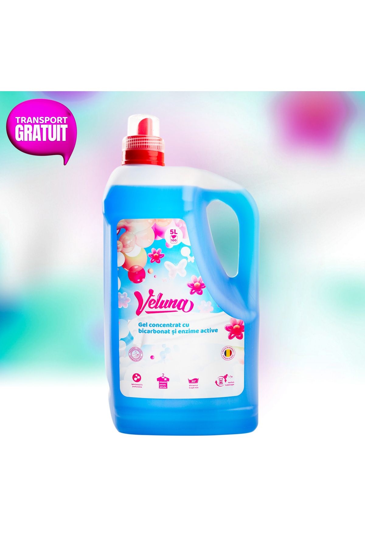 Veluna Detergent Gel Concentrat - Cu Bicarbonat Si Enzime Active - 100 De Spalari - One Size