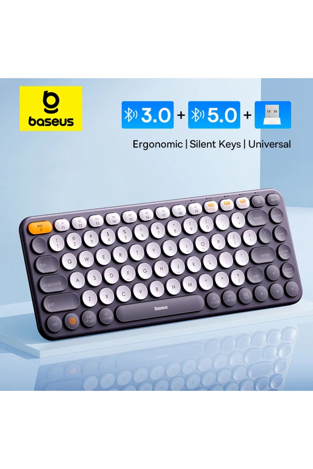 TeknoFaji Bluetooth,Kablosuz MacBook için iPad Air Pro PC Tablet Dizüstü 2.4G Sessiz Klavye