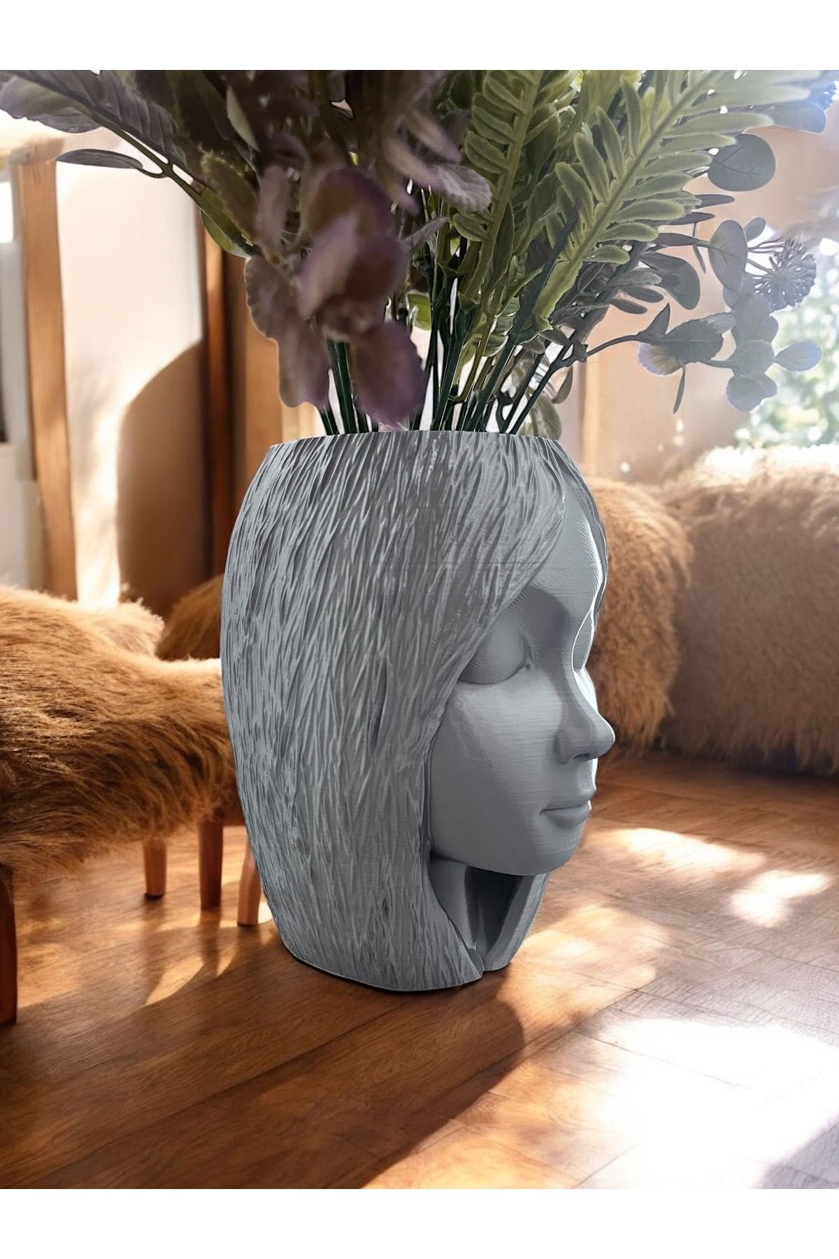 shop Dekoratif Kadın Yüz Figürlü 3D Vazo – Modern Sanatsal Saksı / Kalemlik (El Yapımı)