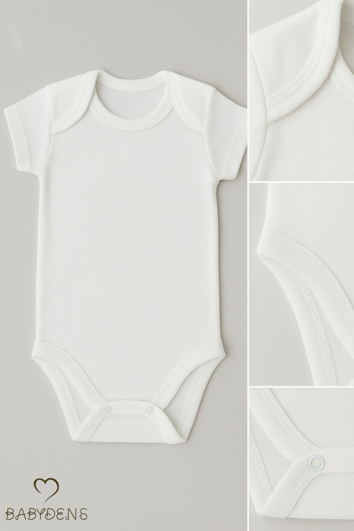 BABYDEN'S 3'lü %100 Pamuklu Beyaz Kısa Kollu Bebek Body Seti | 0-3 Ay - 24 Ay | Unisex Yazlık Zıbın