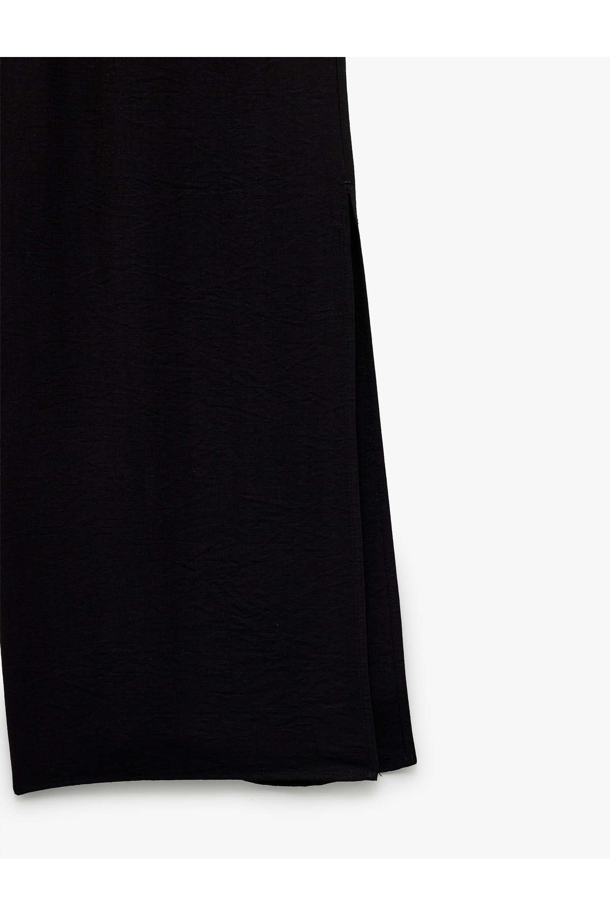 Koton-Viscose Fabric Comfortable Fit Slit Detailed Double Breasted Oversize Trousers with Laced Waist and Pockets 7
