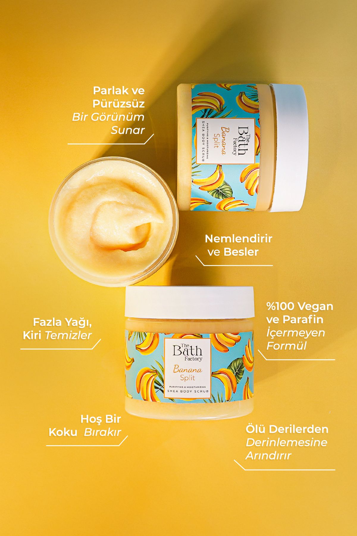 THE BATH FACTORY-Tělový peeling The Bath Factory Banana Split Shea Body Scrub 300 g 4