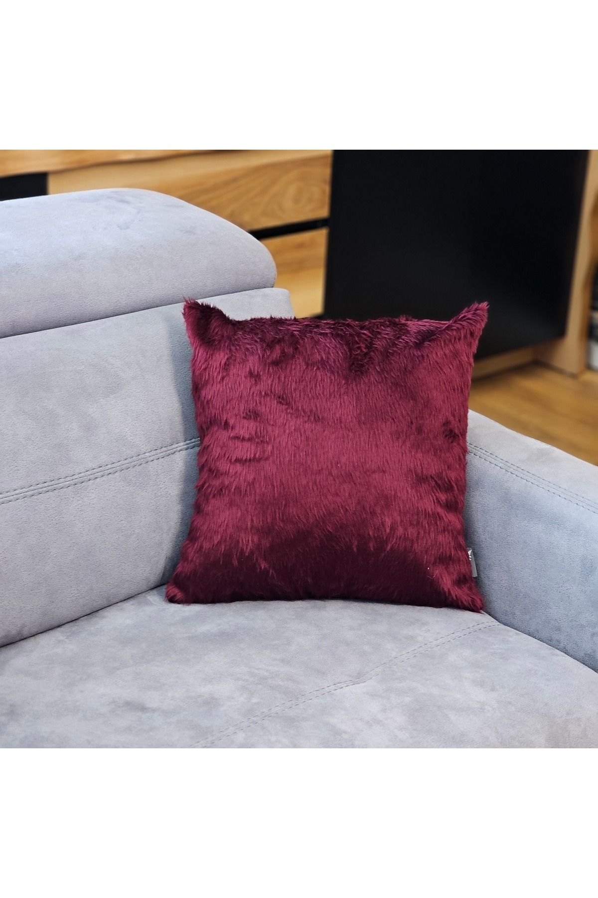 Home Kırlent Kılıfı - Bordo Peluş