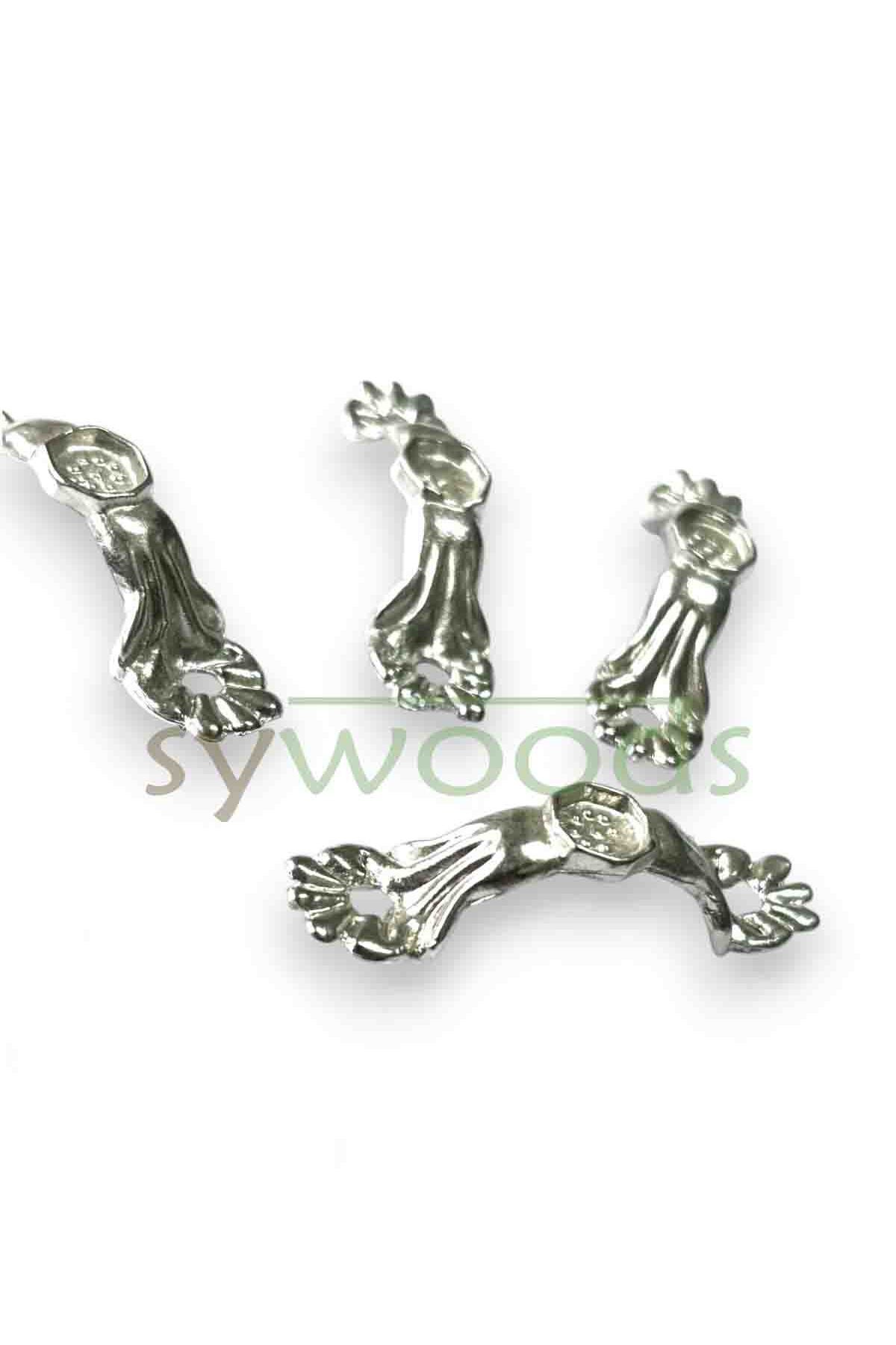 sywoods Dekoratif Mini Zamak Kulp 4 Adet Vidalı Kutu Aksesuar Nikel