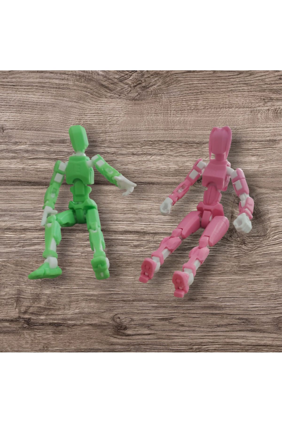 Workshopin3D Dummy 13 Çift Ve Köpek Pembe Yeşil Kırmızı Aksiyon Figürü Tüm Eklem Yerleri Hareketli
