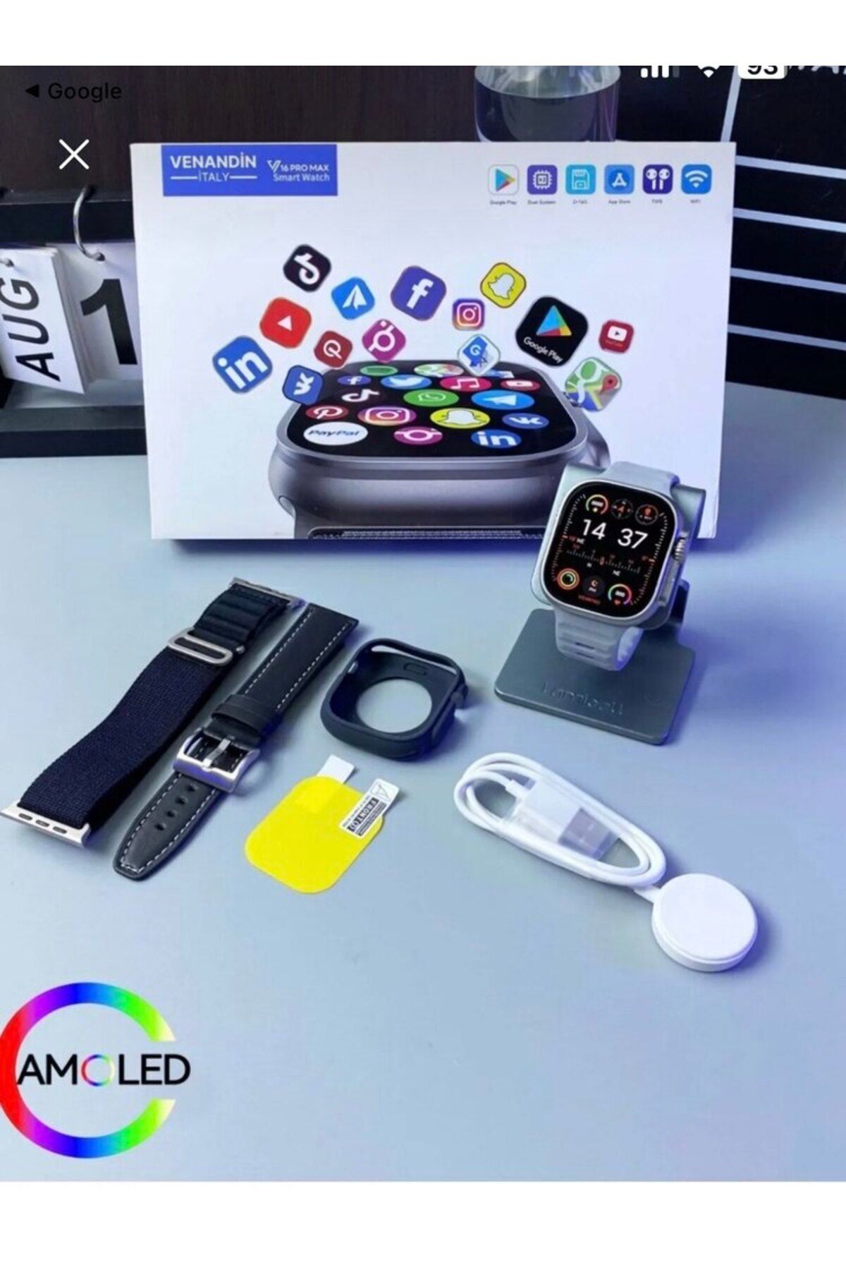 Kensa Venandin V16 Pro Max, Wifi Özelliği, Kırılmaz Cam, Kılıf Ve Kordon Hediyeli