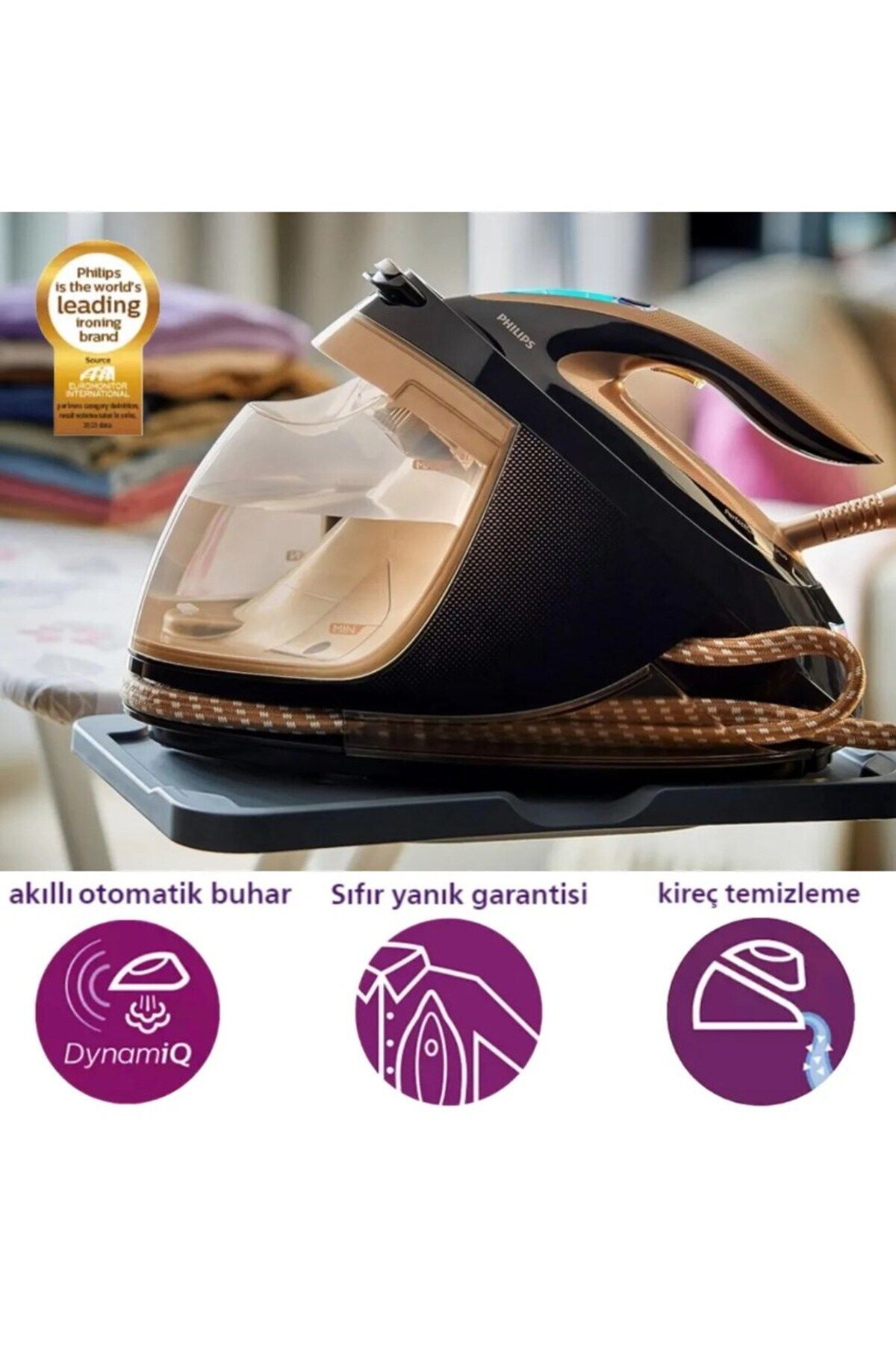 Philips Akıllı otomatik buharPerfectCare Elite Plus Buhar Kazanlı Ütü 8 Bar, 600g Şok Buhar, 1.8L Su Haznesi