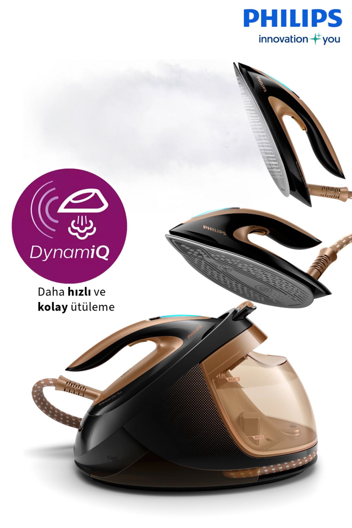 Philips Yüksek Kaliteli Akıllı Otomatik Buhar Perfect Care Elite Plus 2700 W Buhar Kazanlı Ütü