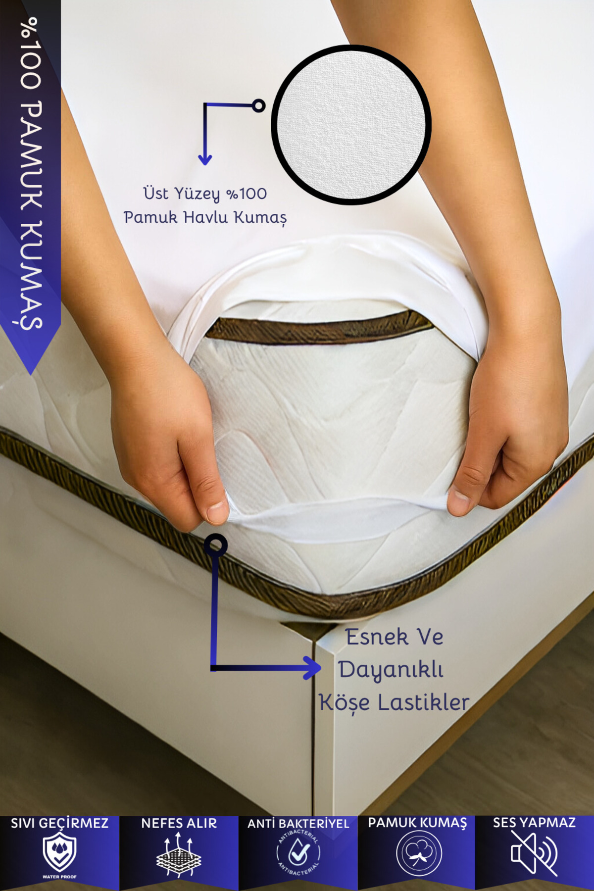 DOGO HOME Cotton Corner Elastic Single Double Liquid Waterproof Silent Mattress Mattress Protector