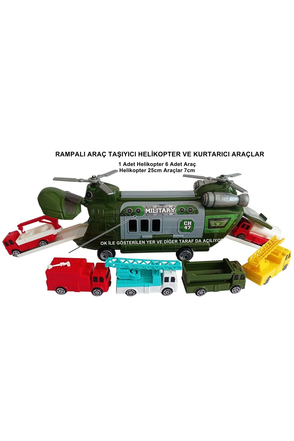 Satış Diyarı Rampalı Araç Taşıyıcı Helikopter Ve Kurtarıcı Araçlar Seti Çocuklar Bu Oyuncağa Bayılacaklar