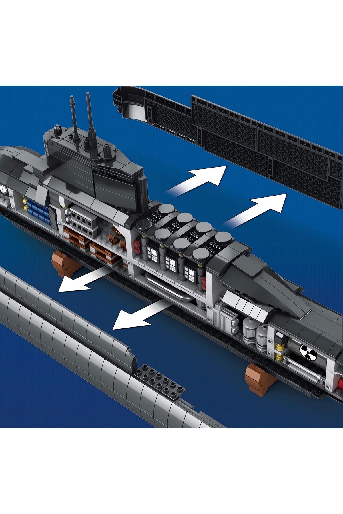 REOBRIX-Nuclear Submarine, Technical Block Building Kit, with Led Light (1498 Pieces) 4