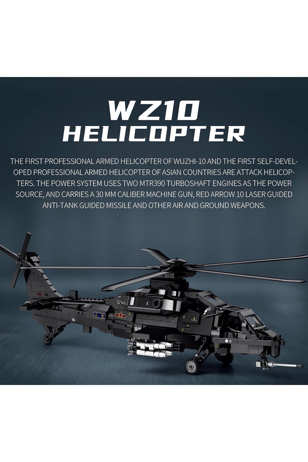 REOBRIX-Wz-10 Helicopter, Technical Block Building Kit (1366 Parts) 4